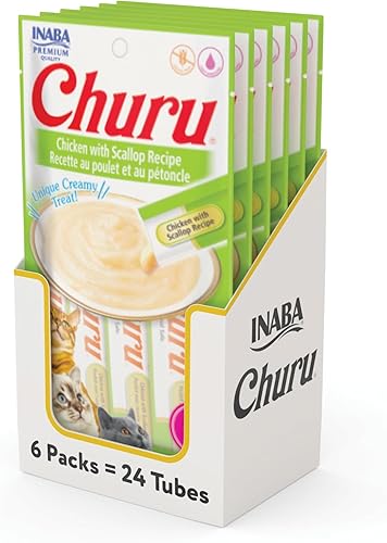 Vista 40 de INABA Churu - Bocadillo para gato, puré cremoso para gatos, sin cereales, que se puede lamer y exprimir, con vitamina E y taurina, 24 tubos de 0.5