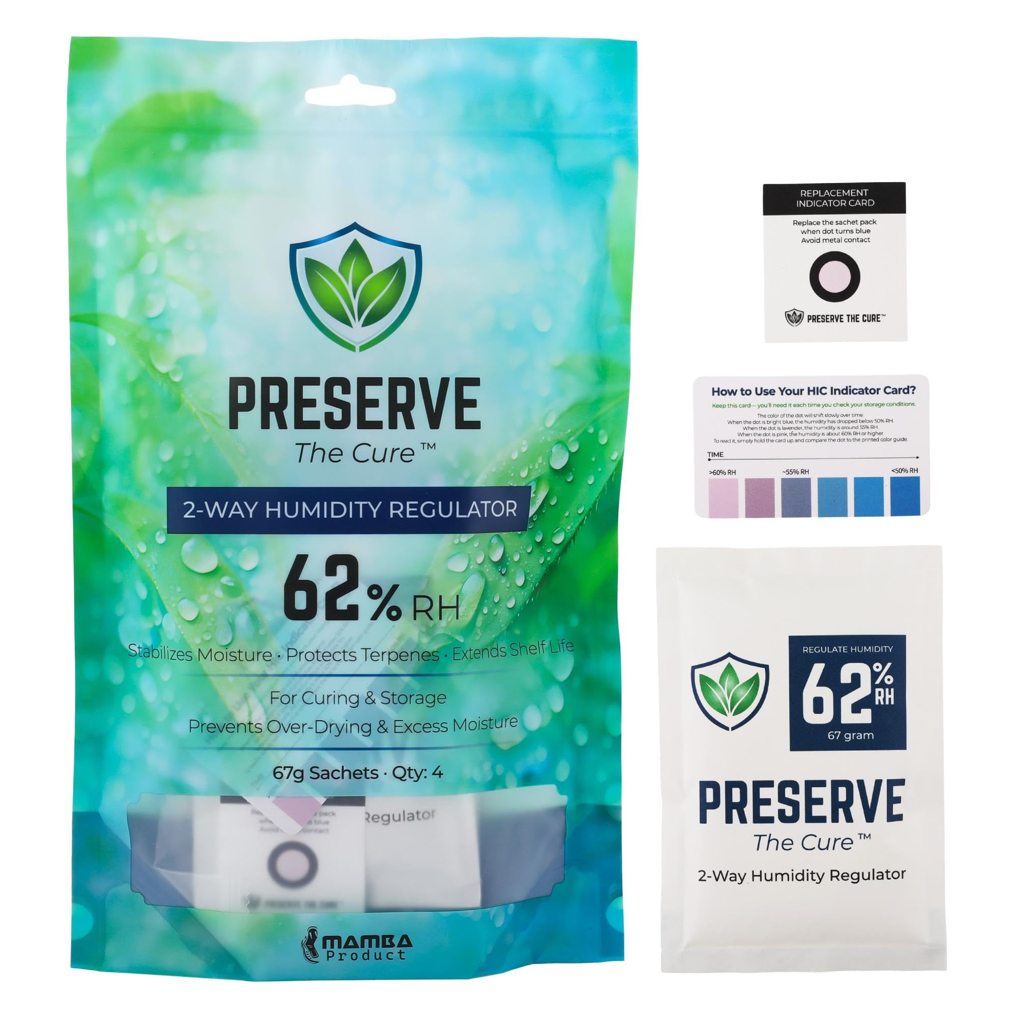 Mamba Preserve The Cure 62% RH Humidity Control Packs 67g for Containers