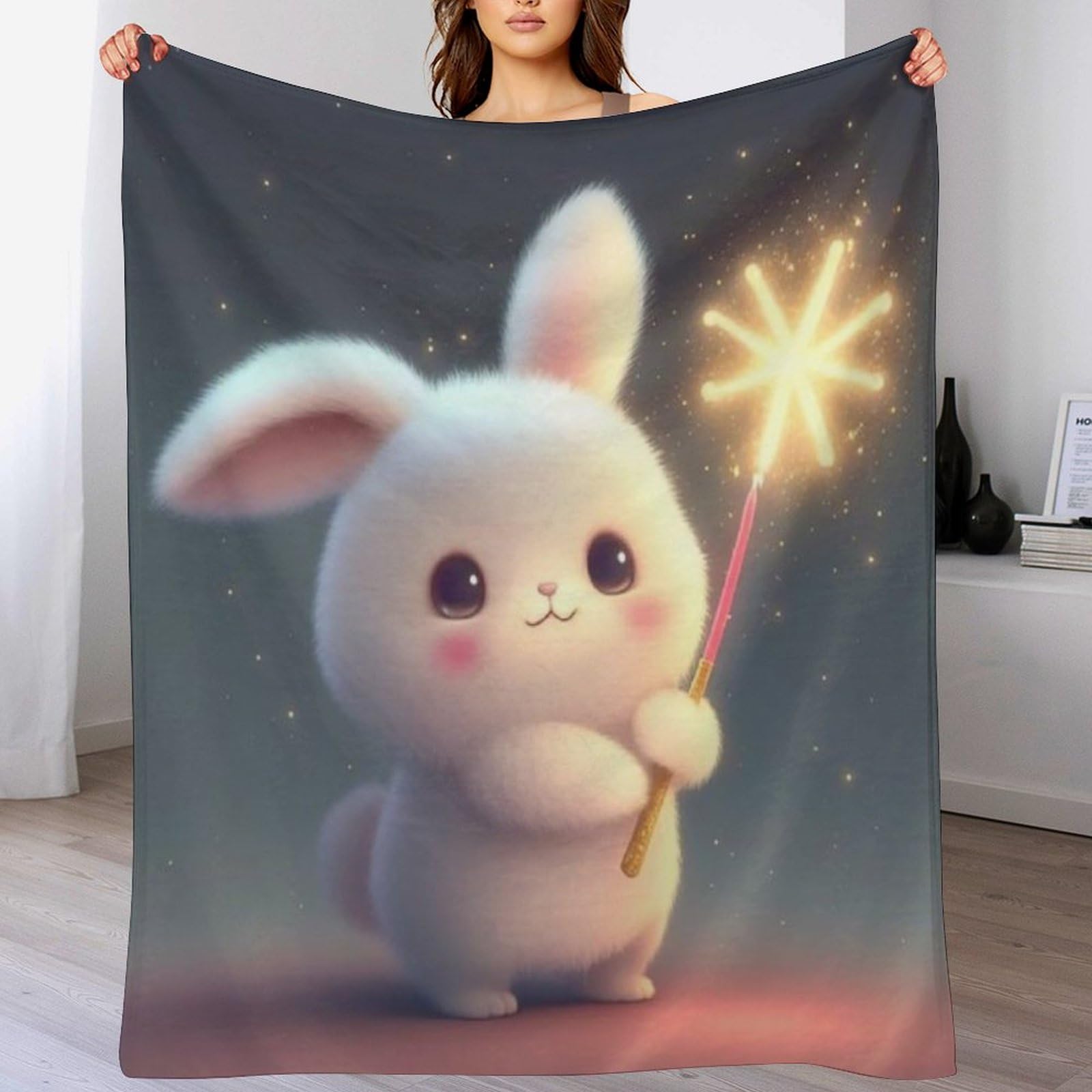Couverture en flanelle Lapin Polaire lit et canapé-lit de format 100x130cm
