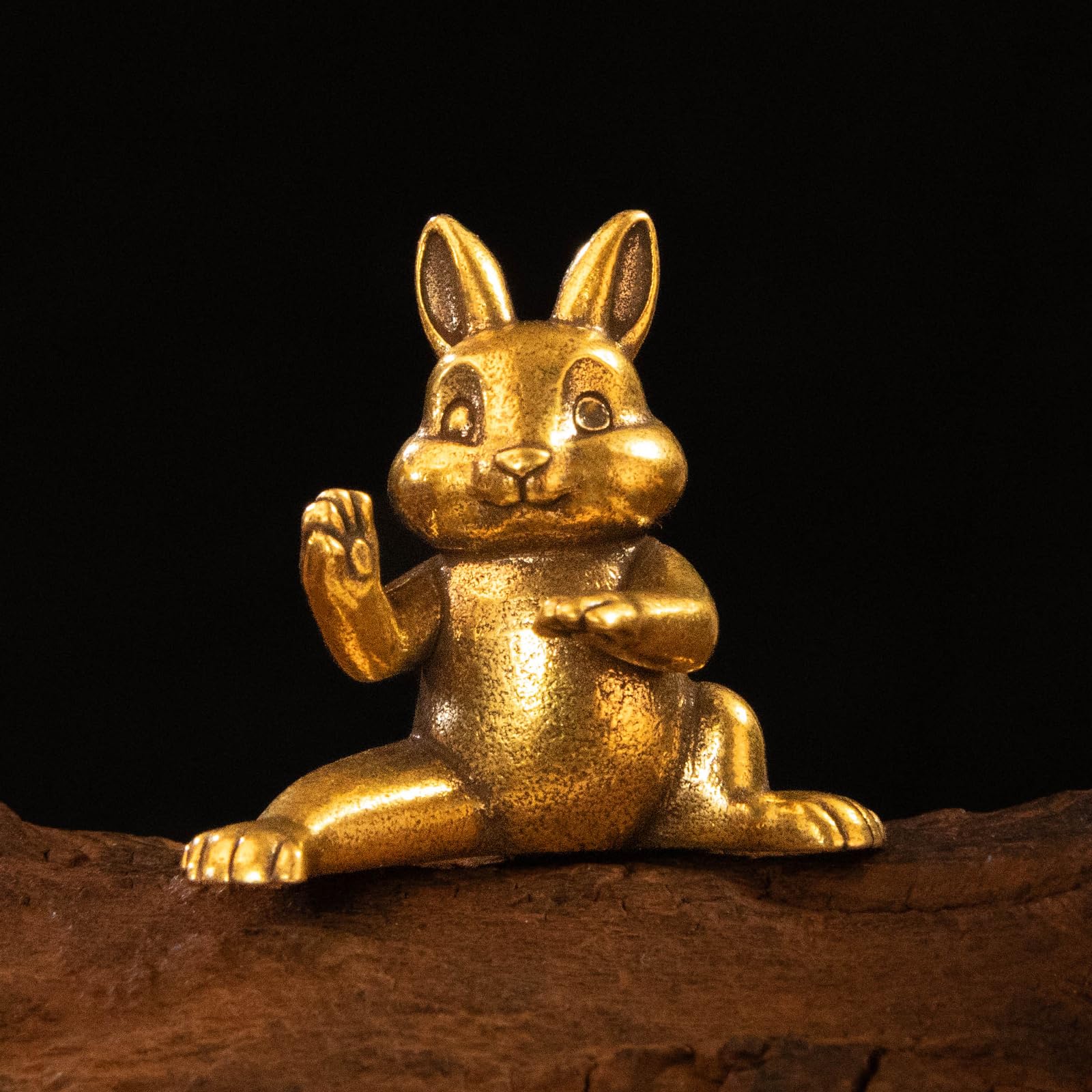 Betr Brsas Solid Brass, Retro Kung Fu Bunny Desk Decor, Cute Martial Arts Rabbit Figurine, Vintage Collectible Animal Sculpture, Aesthetic Home Office Decoration, Gift for martial arts enthusiasts — image 1