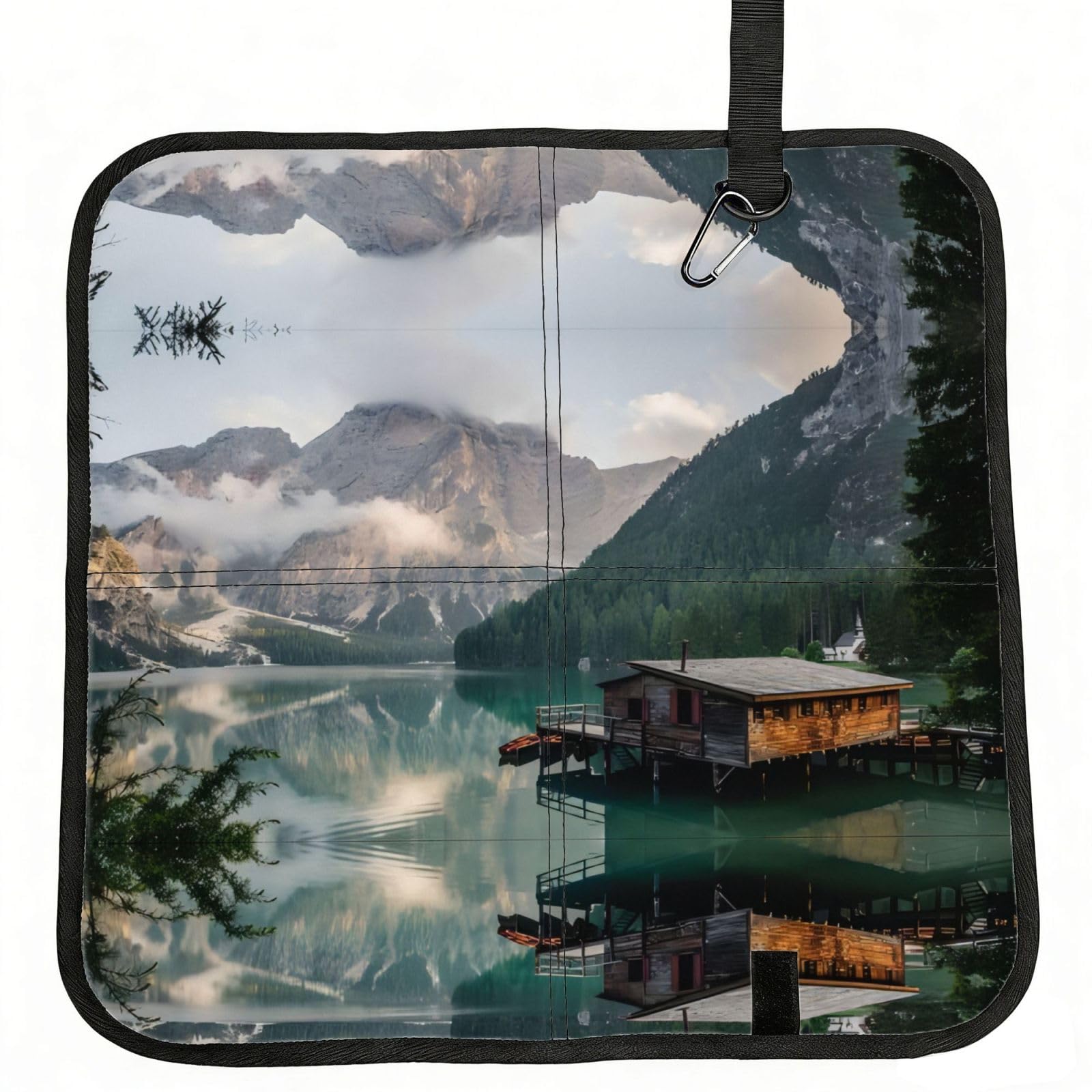 WZYCWB Lake House Views Foldable Seating Cushion with Carabiner - Stadium Mat for Camping, Hiking and Outdoor Activities