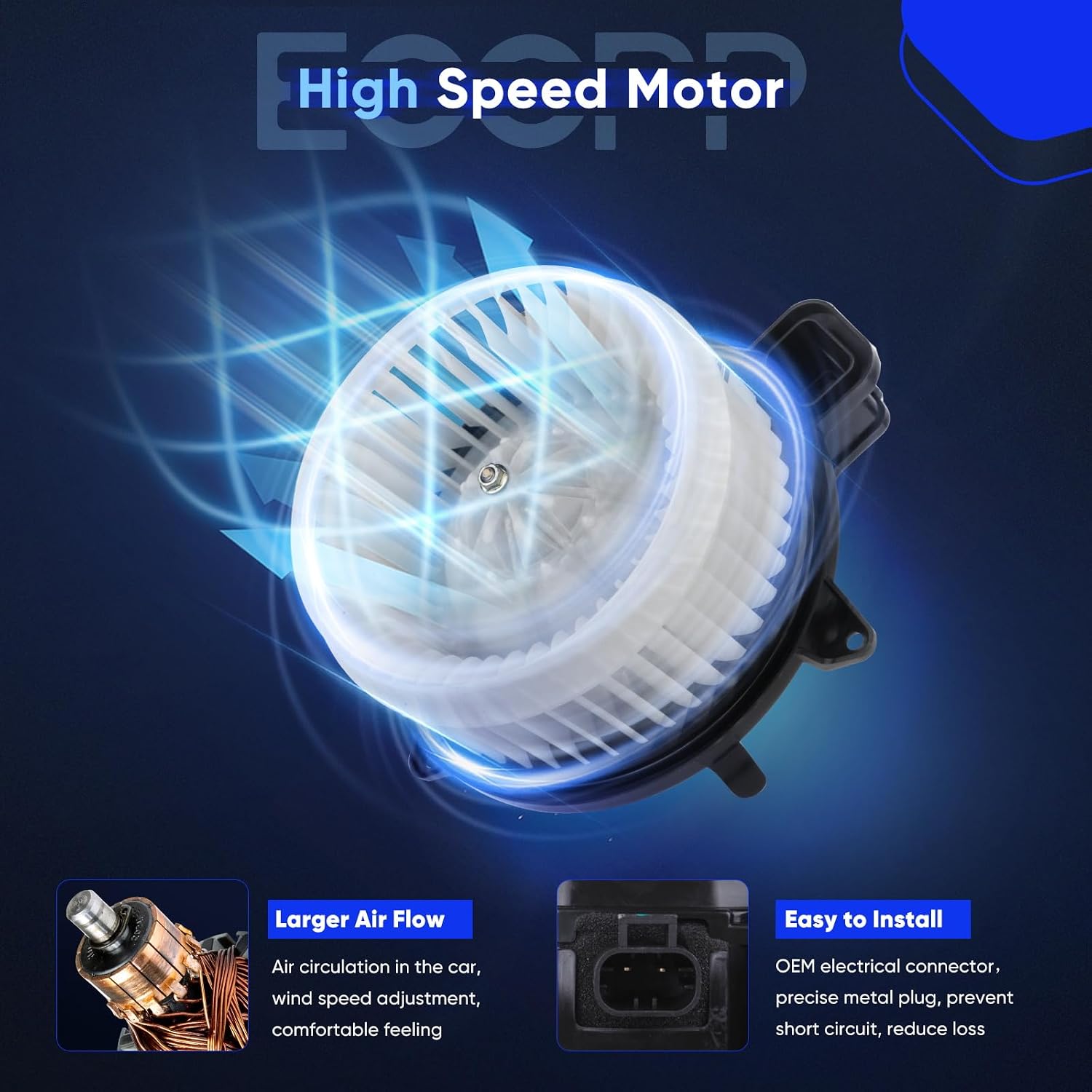 ECCPP 700270 Blower Motor Fit Ford Fusion & Lincoln MKZ 2010-2012/Mercury Milan 10-2011/Milan Premier Base Hybrid/Fusion Sport SE SEL S Hybrid Sedan AC Blower Motor Automotive Replacement 700270,75874