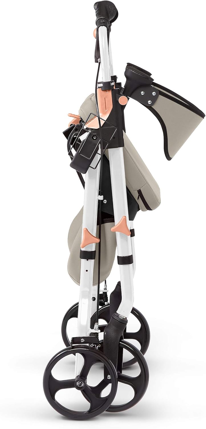 Medline Premium Empower Rollator Walker with Seat, Comfort Handles and Thick Backrest, Folding Walker for Seniors, 8" Wheels, White Frame : Everything Else