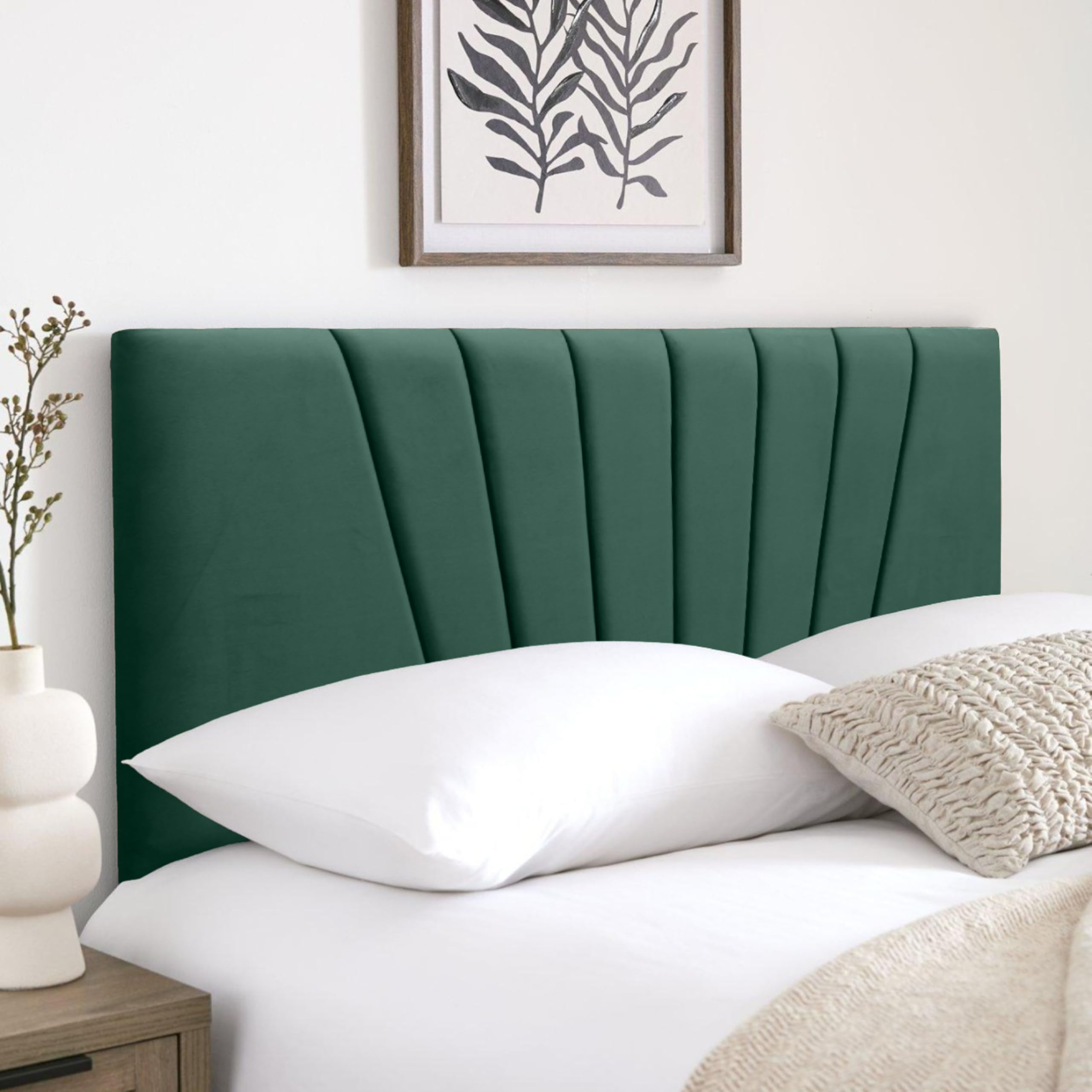 HB-1 Headboards for Beds – Sunrise 24'' Divan Bed Headboard – Headboards for Divan Beds, Bedroom & Hotel Furniture, Elegant Soft Plush Fabric Head Board (Emarald Plush, 4FT Small Double) — image 1