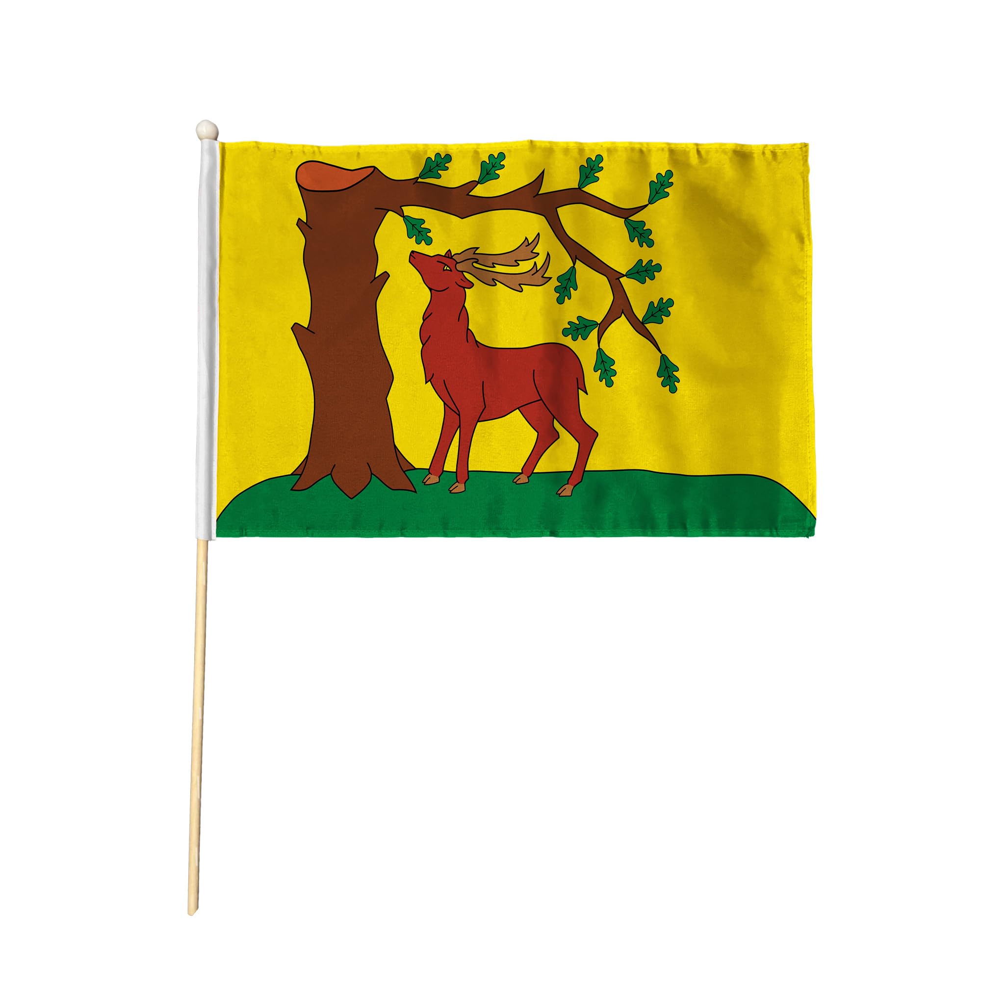 Flagtex Berkshire New Pack of 12 Hand Waving Flag (9x6 Inch) - Premium Wooden Stick Hand Flag 9x6 Inch Natural Wood Pole Berks County Flag Current Design Events Parades Celebrations