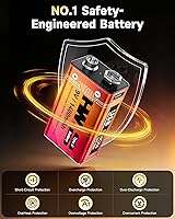 Vista 5 de HW Paquete de 4 baterías de 9 voltios, batería de litio recargable de 1400 mAh de 9 V con cable de carga rápida USB C, baterías cuadradas de más