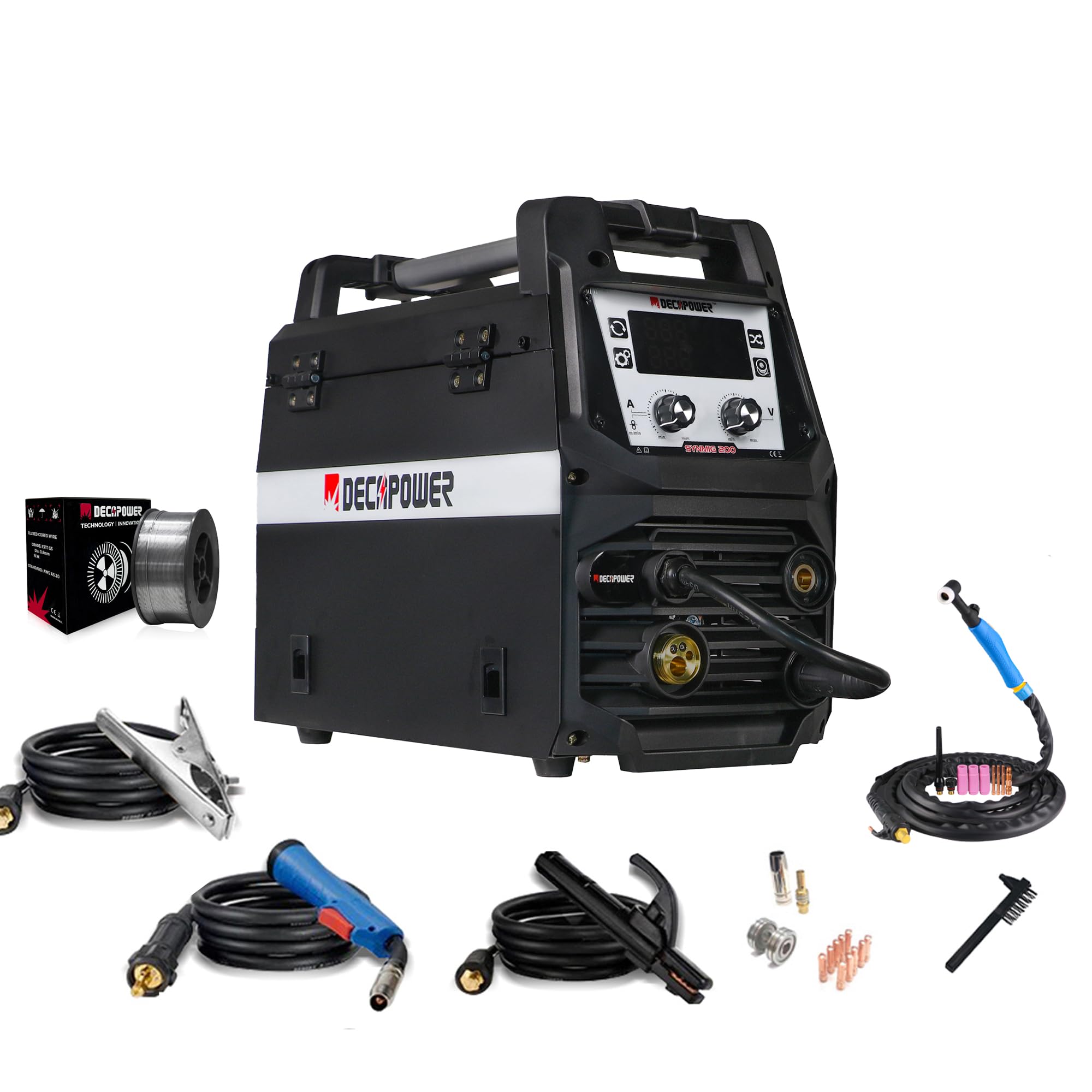 Decapower Poste à Souder SYNMIG-200Amp TIG WIRE 4en1 MIG Sans Gaz, Équipement de soudage
