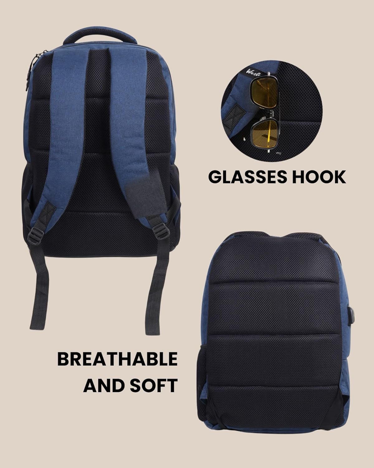 Wesley Milestone 2.0 Casual Waterproof Laptop Backpack/Office Bag/School Bag/College Bag/Travel Backpack (Dimensions:13x18 inches) (Compatible with 39.62cm(15.6inch laptop) 30 L (Blue & black) 44 71IWWlAqWBL. SL1500