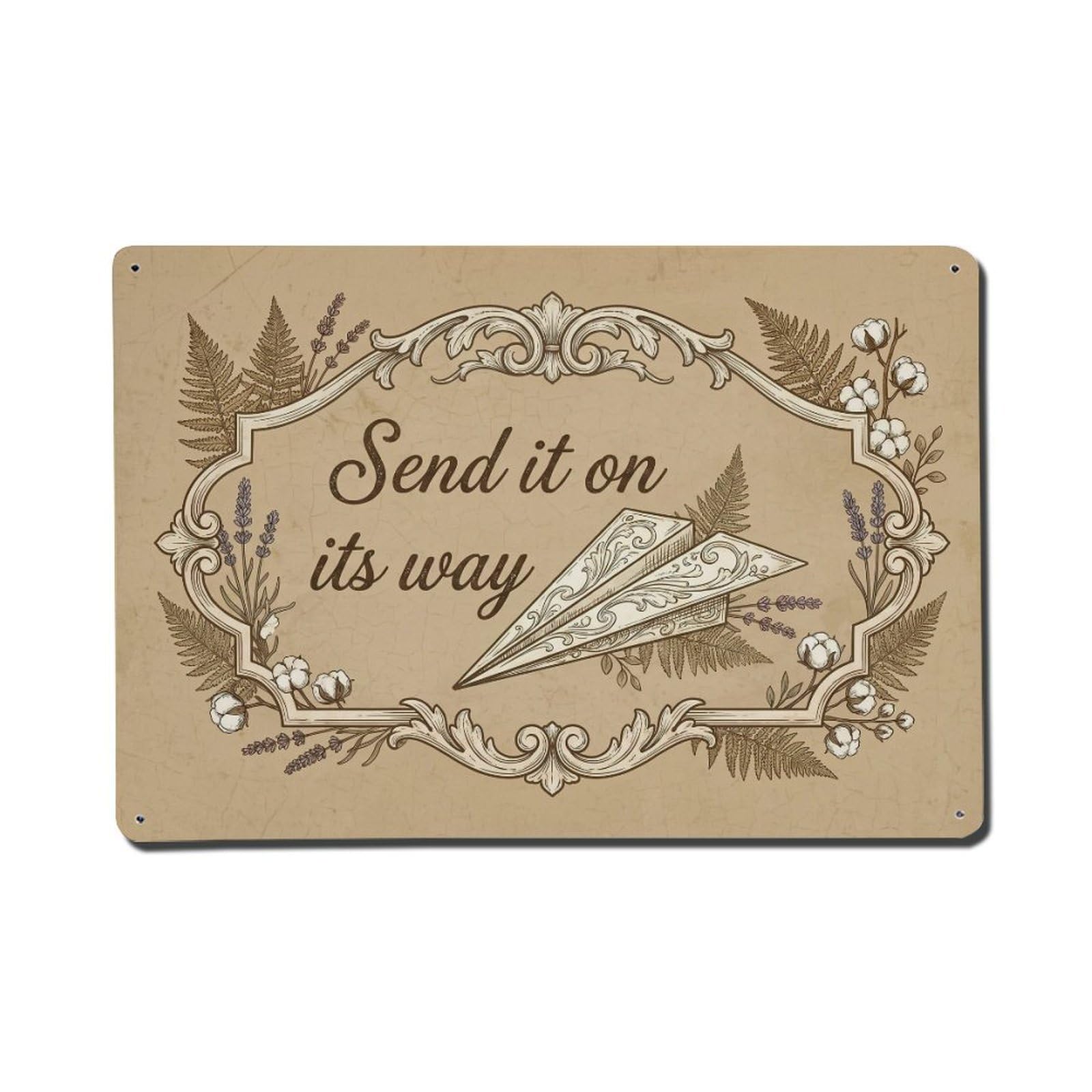 Olhnbad Style Send It On Its Way Toilet Quote Farmhouse Metal Tin Sign