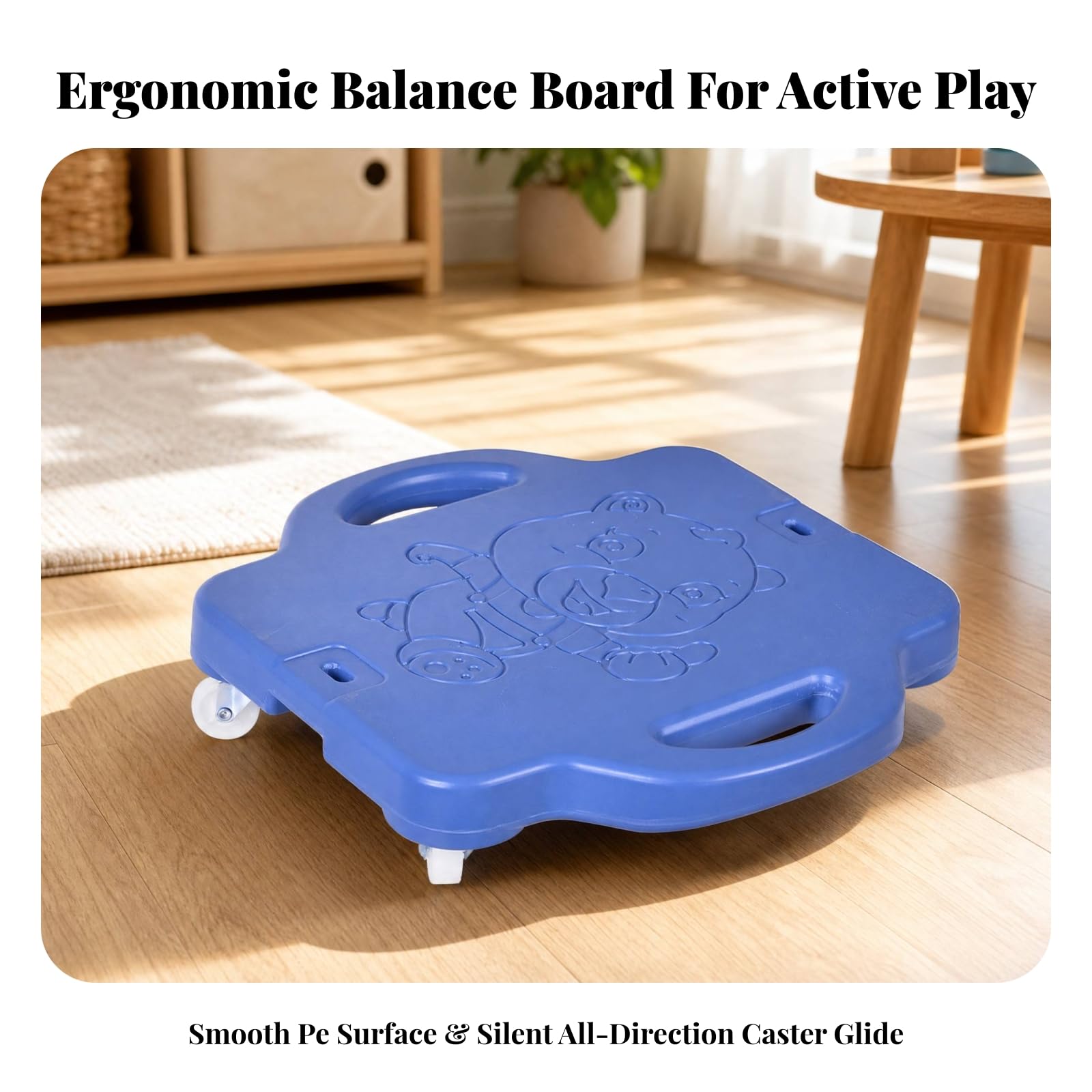 predolo Board con Maniglie e Ruote Universali Basso Profilo Equilibrio in Plastica PE Bordi Arrotondati per Giochi Al Chiuso