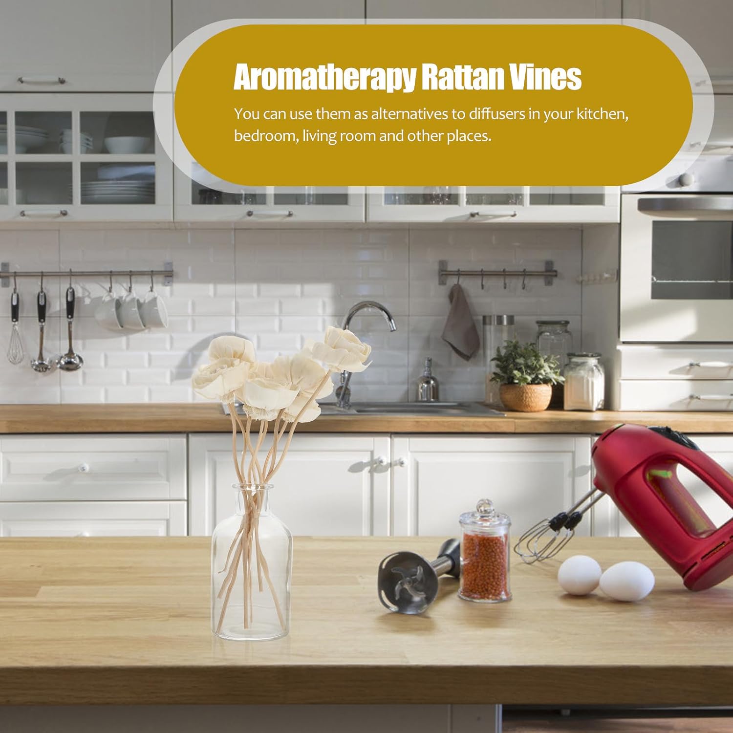 Levemolo 8pcs Aromatherapy Rattan Vines for Diffuser Natural Flower Design Diffuser Sticks Home Fragrance Accessory for Essential Oils Relaxing Atmosphere Decoration