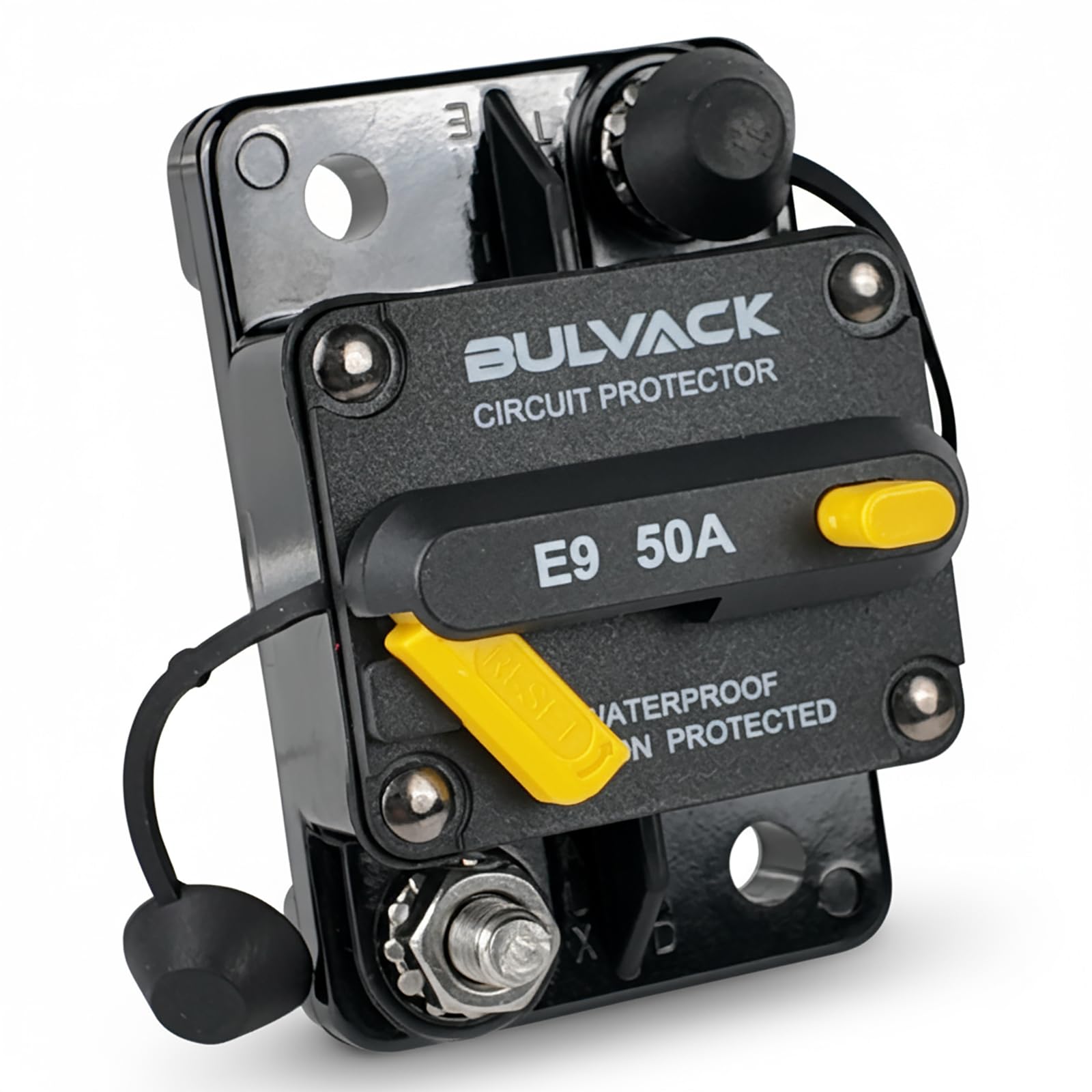 E9 3/8" Studs 300 Amp Circuit Breaker with Manual Reset for Automotive Boat ATV Vehicles Stereo Car Audio | 12V - 48V DC | Waterproof IP67 Switchable Hi-Amp 300A - Extended Surface Mount — Amazon image 13