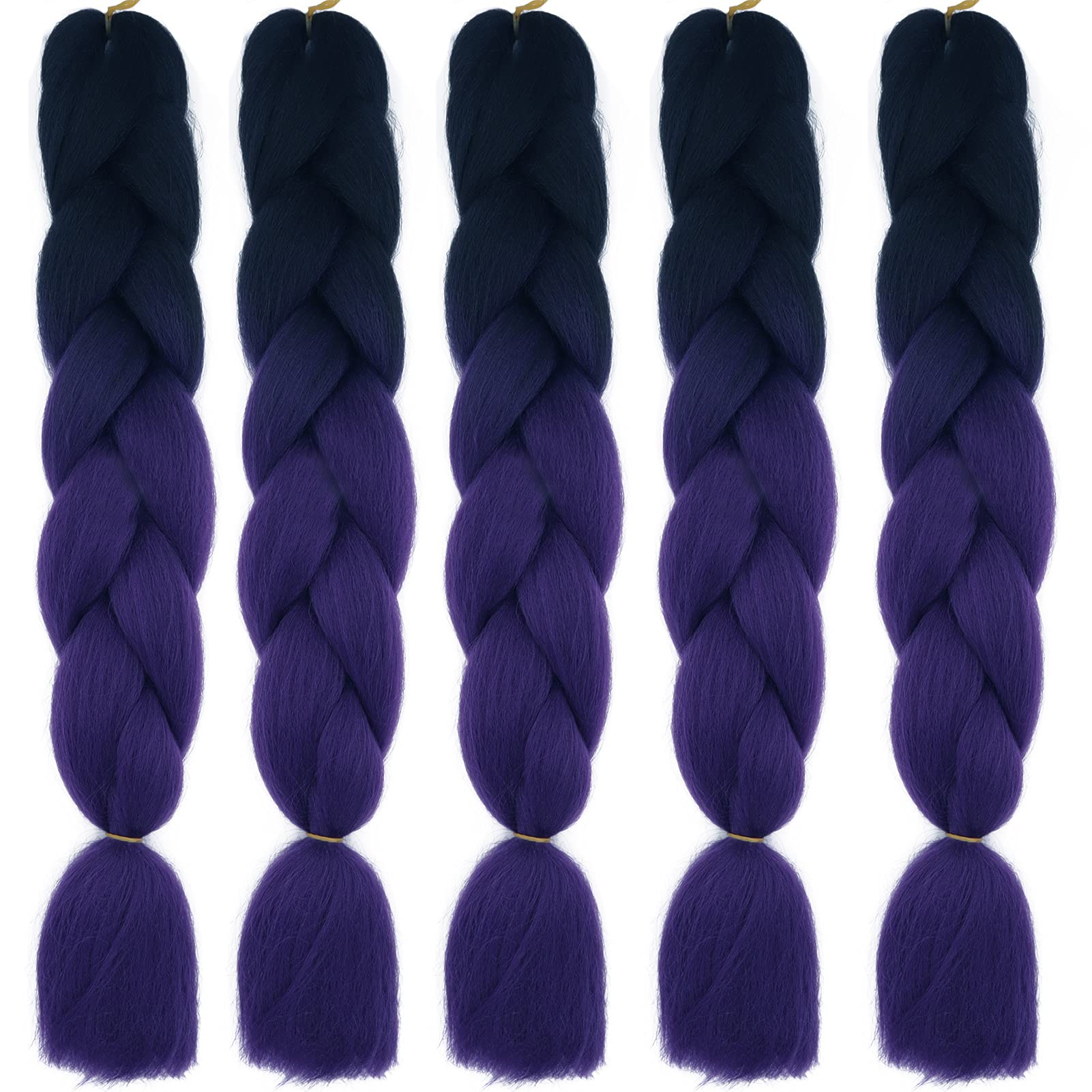 24inch Jumbo Braids Hair Extensions Ombre Braiding Hair Synthetic 3Pieces/lot Crochet Twist High Temperature African Box Braids, Sapphire Blue — view 20