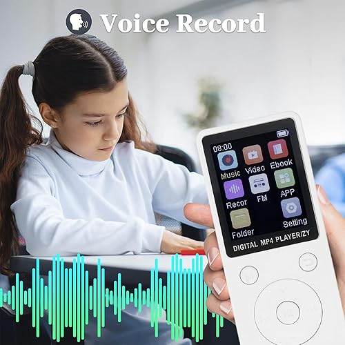 Miniatura 3 de Reproductor de MP3, reproductor de MP3 para niños con BT5.0, calidad de audio sin pérdida de alta fidelidad, reproductor de música de 1.8 pulgadas