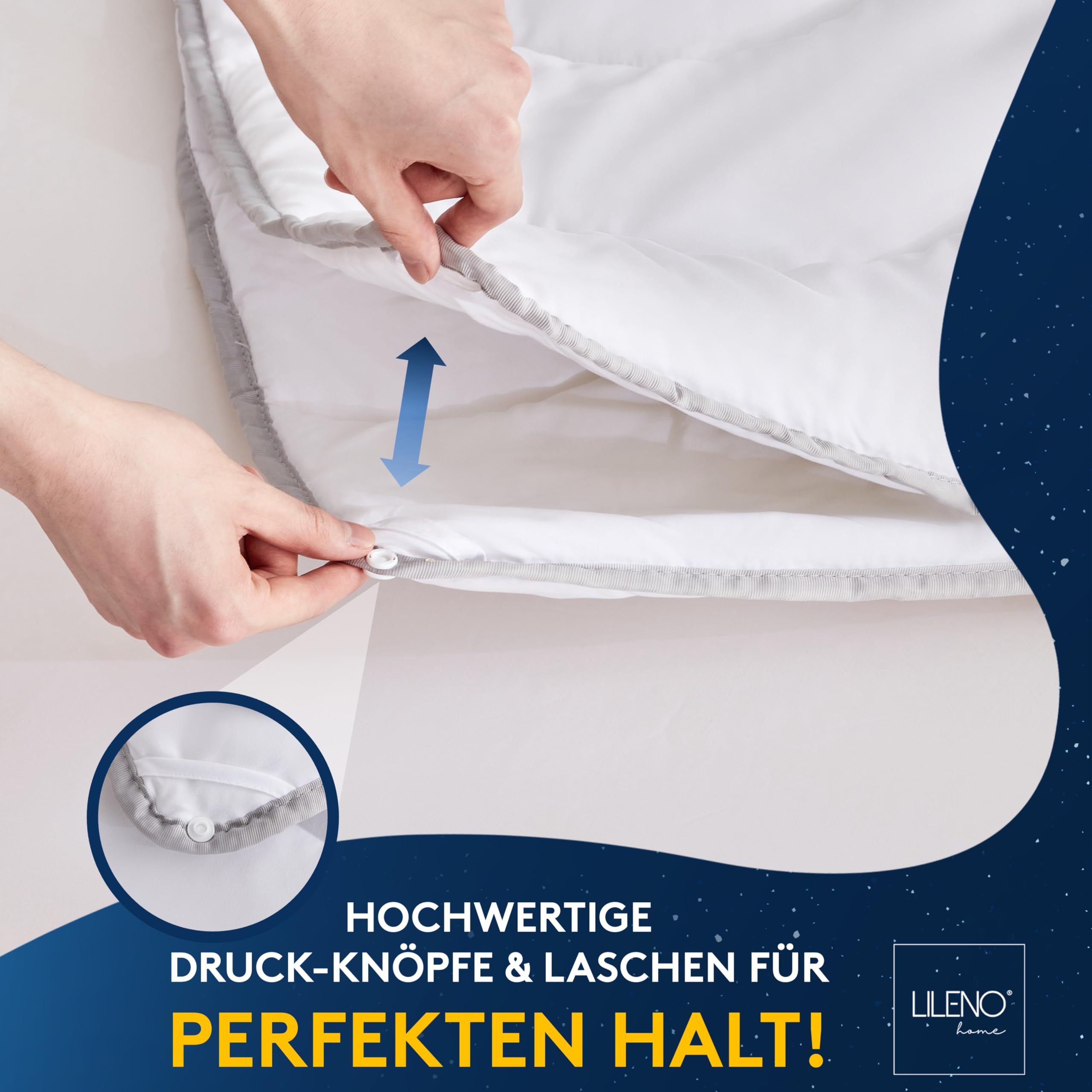 LILENO HOME Kołdra premium na 4 pory roku 155 x 220 cm + poduszka 80 x 80 cm [1 zestaw] z hipoalergiczną kołdrą Sanitized 155 x 220 cm + poduszka 80 x 80 cm, na lato i zimę, odporna na gotowanie do