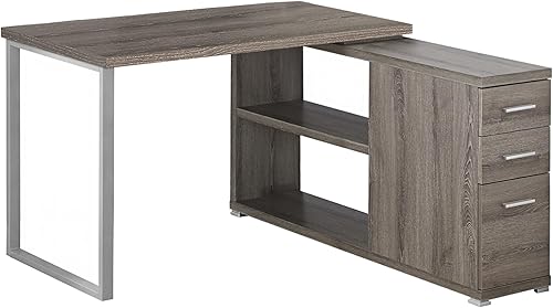 Monarch Specialties Computer - Escritorio de esquina con forma de L estilo contemporáneo y estantes abiertos y cajones 48 pulgadas de largo color