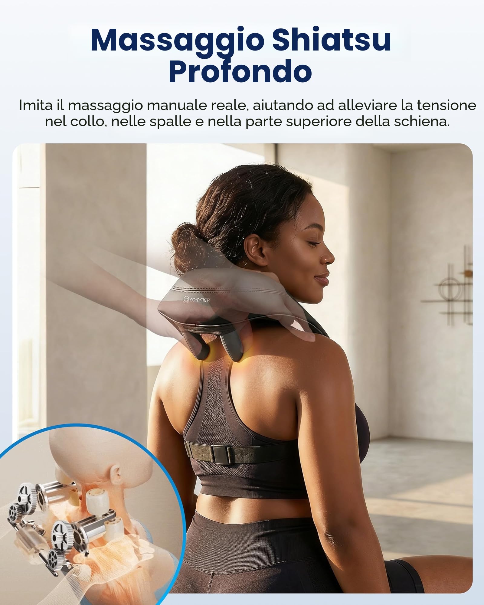 COMFIER Massaggiatore cervicale con calore senza fili Shiatsu 4D esperti Knet massaggiatore per collo, schiena, gambe, spalle, massaggiatore shiatsu per casa, ufficio, regali per uomini, donne