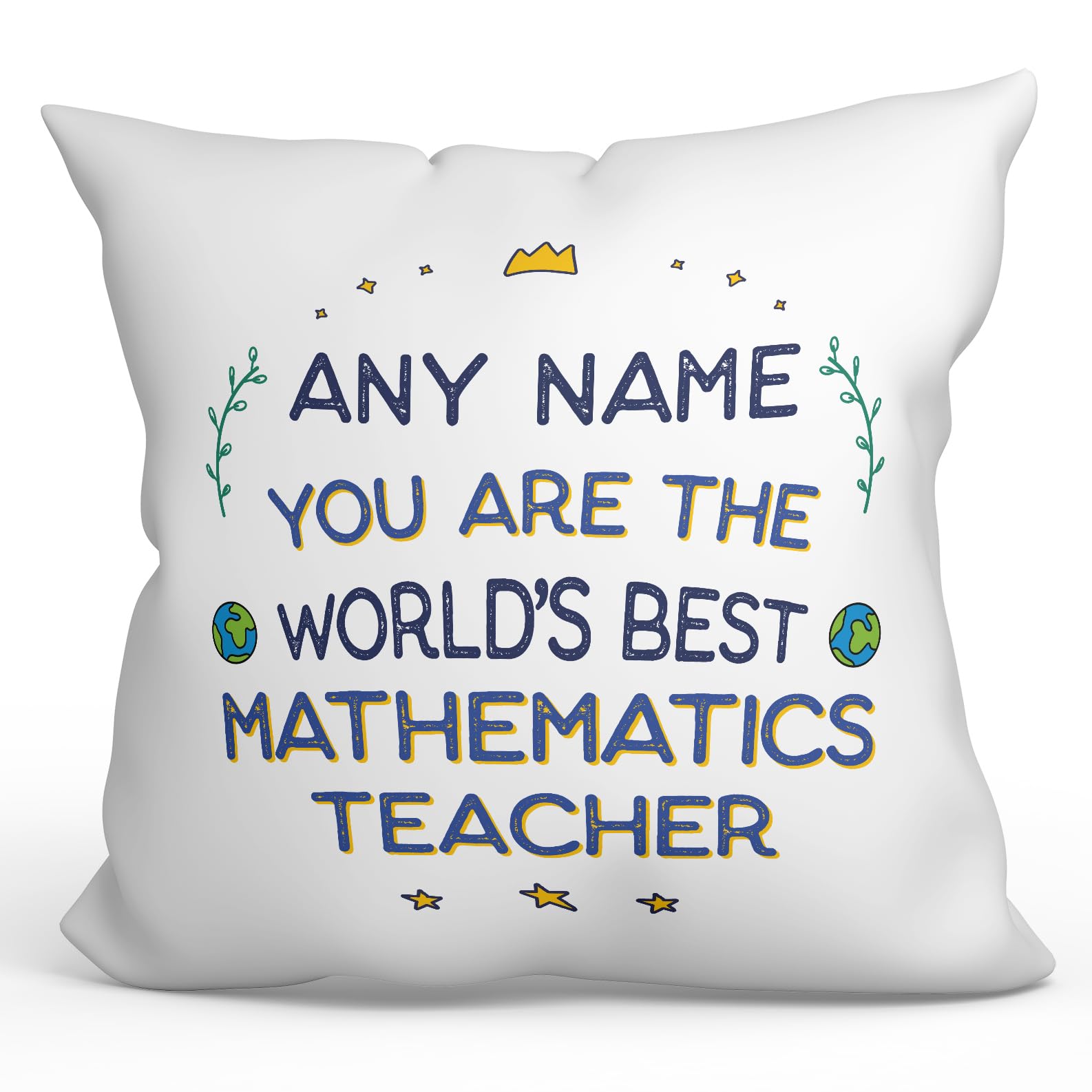 MUGFFINS Personalised Cushion for MATHEMATICS TEACHER Padding included - in English - World's Best - Funny custom gift - Pillow: cover and filling 15.7x15.7 inches — image 1