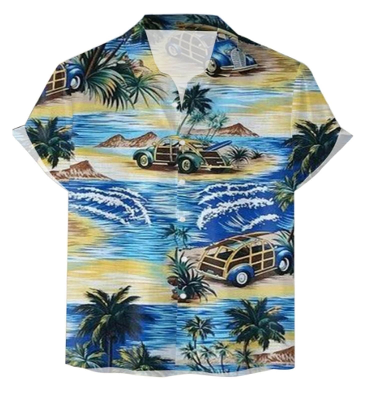 Camisa Hawaiana De Manga Corta For Hombre, Camisa De Fiesta Divertida De Playa con Estampado Floral De Verano Hombres Camisas de Manga Corta(Multi-Colored C,L)