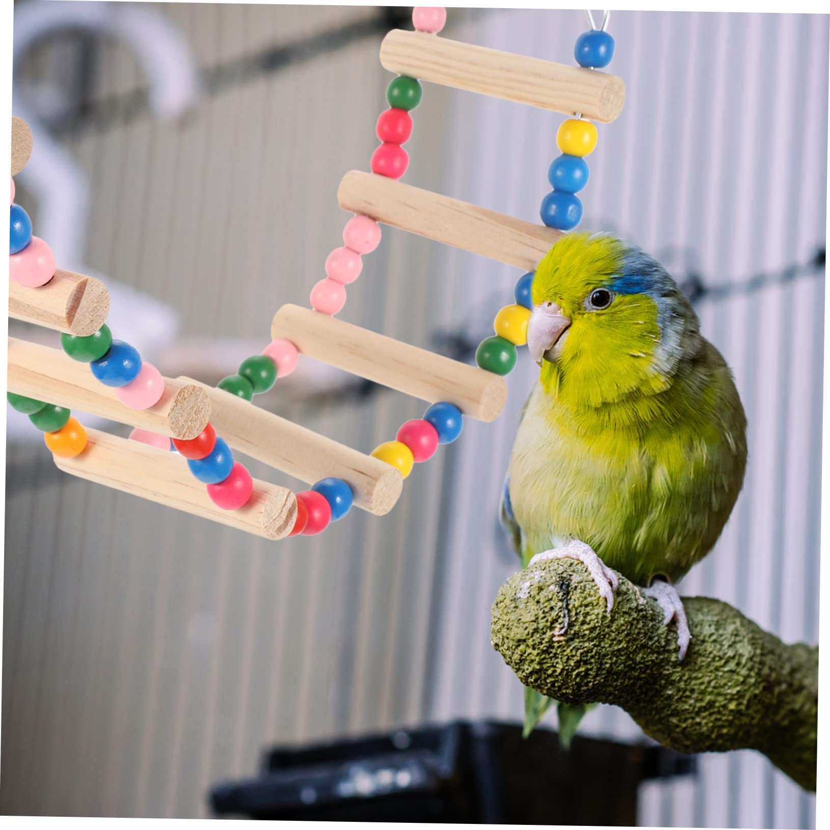 GRIRIW Parakeet Climbing Step Ladder Wooden Bird Toy Bird Intelligence Training Ladder