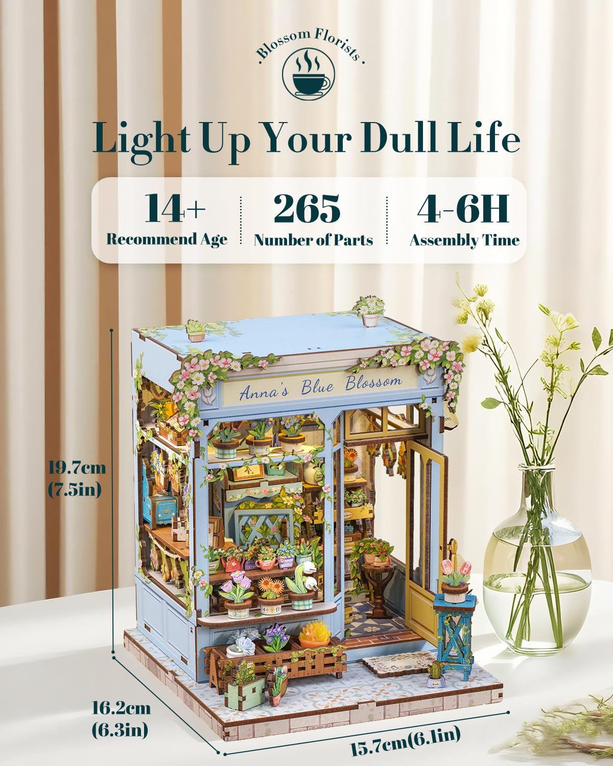 Cutefun Book Nook Kit - Case delle bambole con Luci LED per Adulti, Modello Creativo Casa delle Bambole - Set Decorativo per Scaffali con Inserti, Appassionati di e Collezionisti