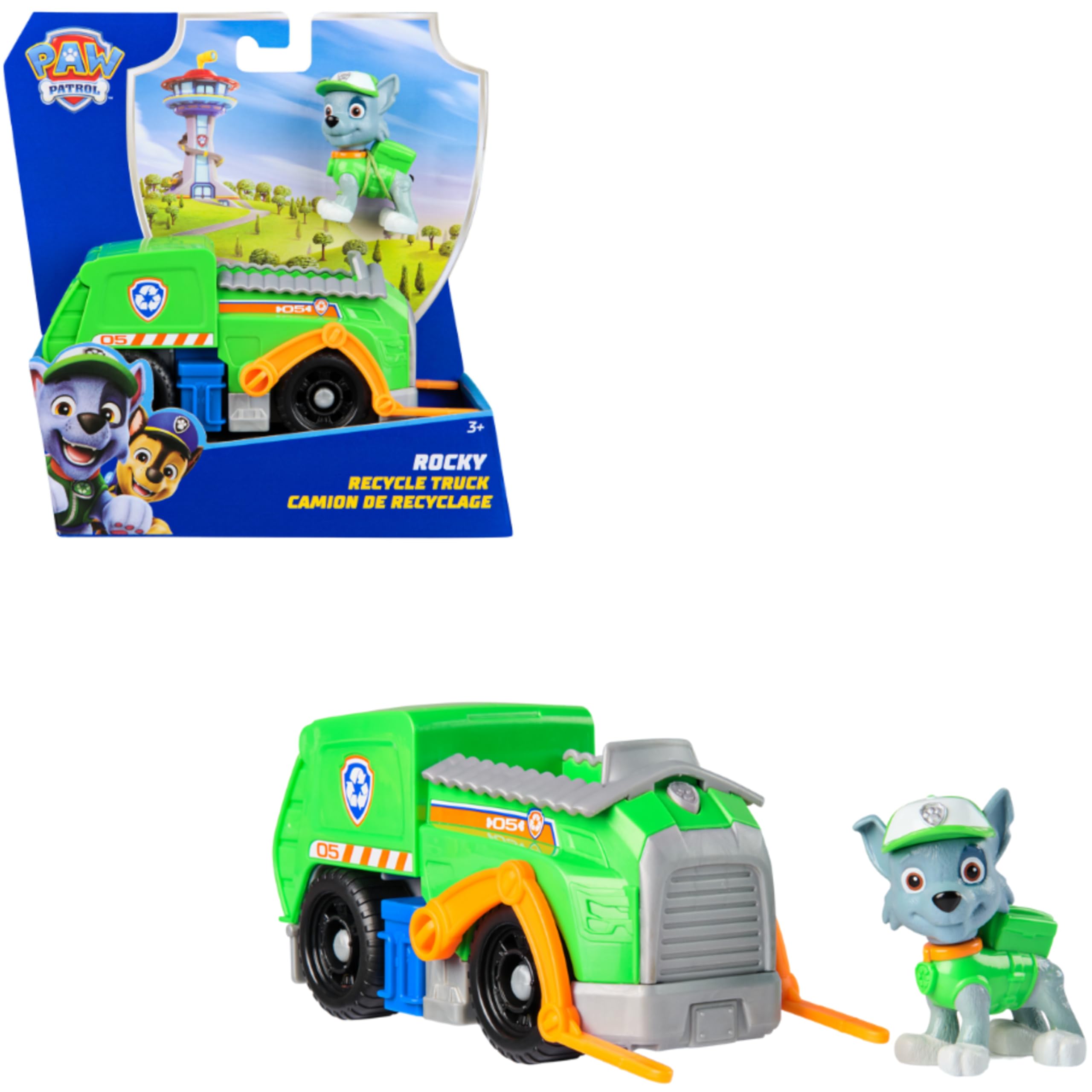 PAW PATROL Rocky Figur mit Recycling-Truck stabiles…