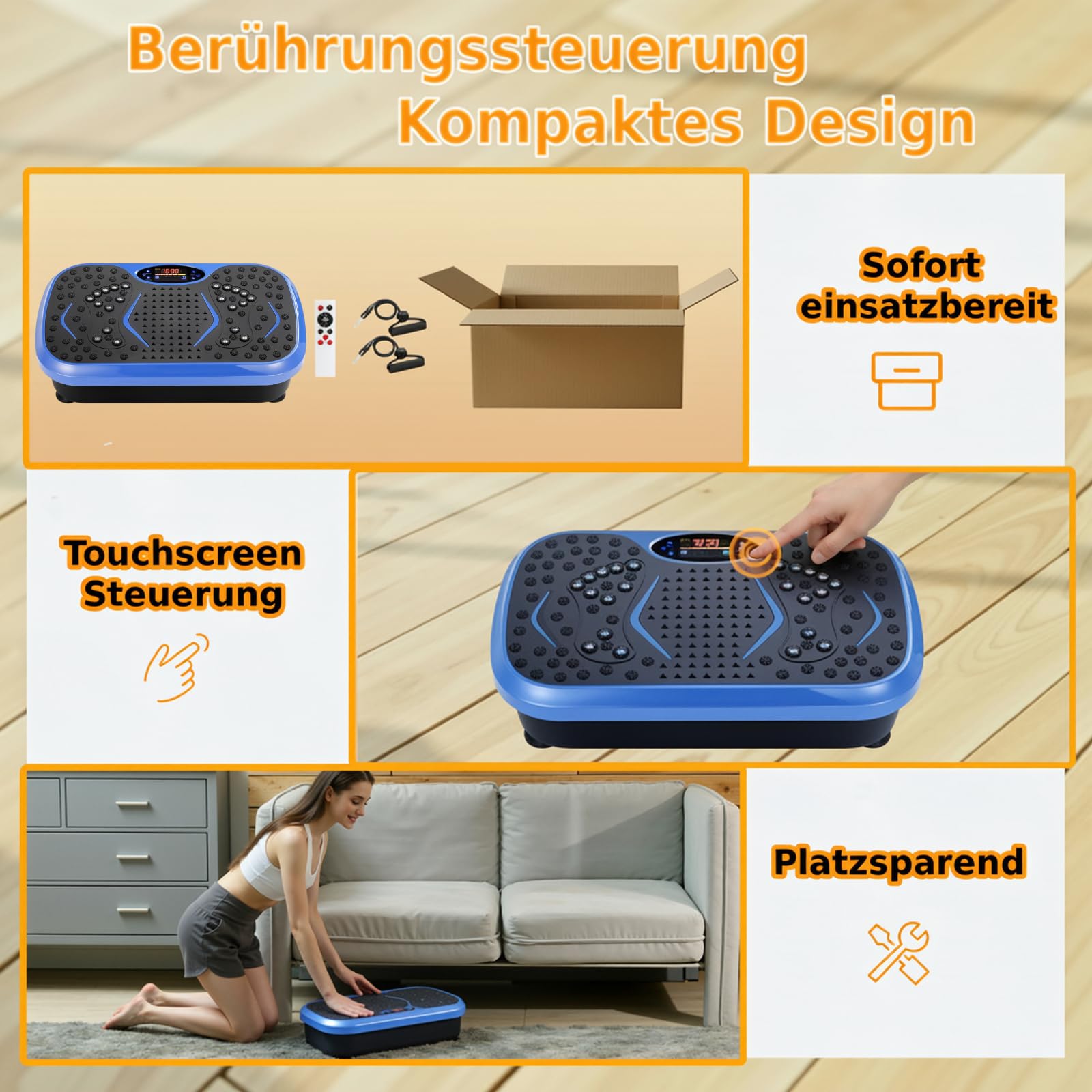 TLGREEN Vibrationsplatte für Home-Workout & Lymphdrainage – Leise Vibrationsboard mit 99 Stufen & 5 Programmen – Inkl. Trainingsbänder & Fernbedienung – Fitnessgerät für Fettverbrennung & Muskelaufbau
