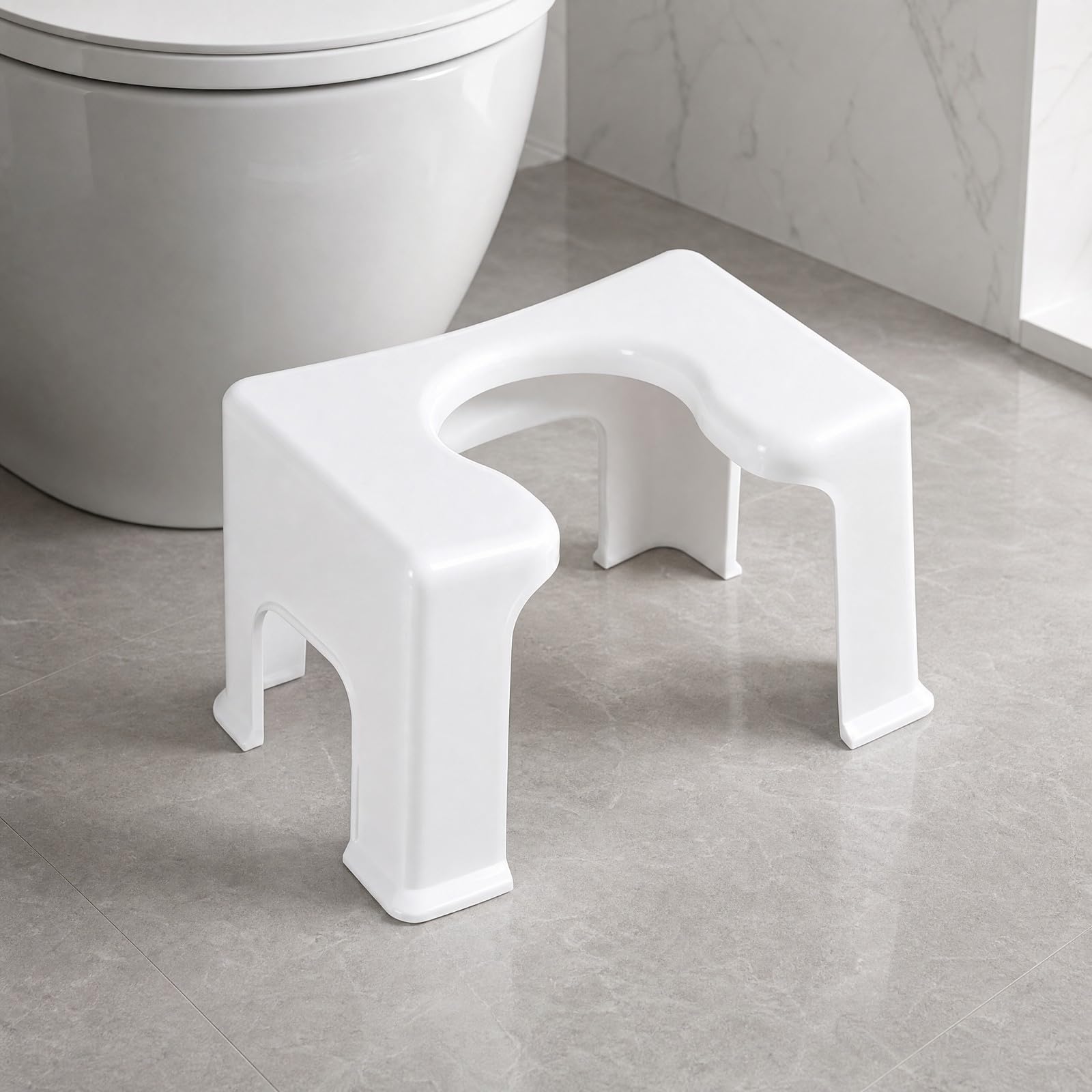 KESOTO Taburete Baño con Apertura en U Compacto Asiento Inodoro Ligero para Cuidado Asistido, Gris, con Cojín