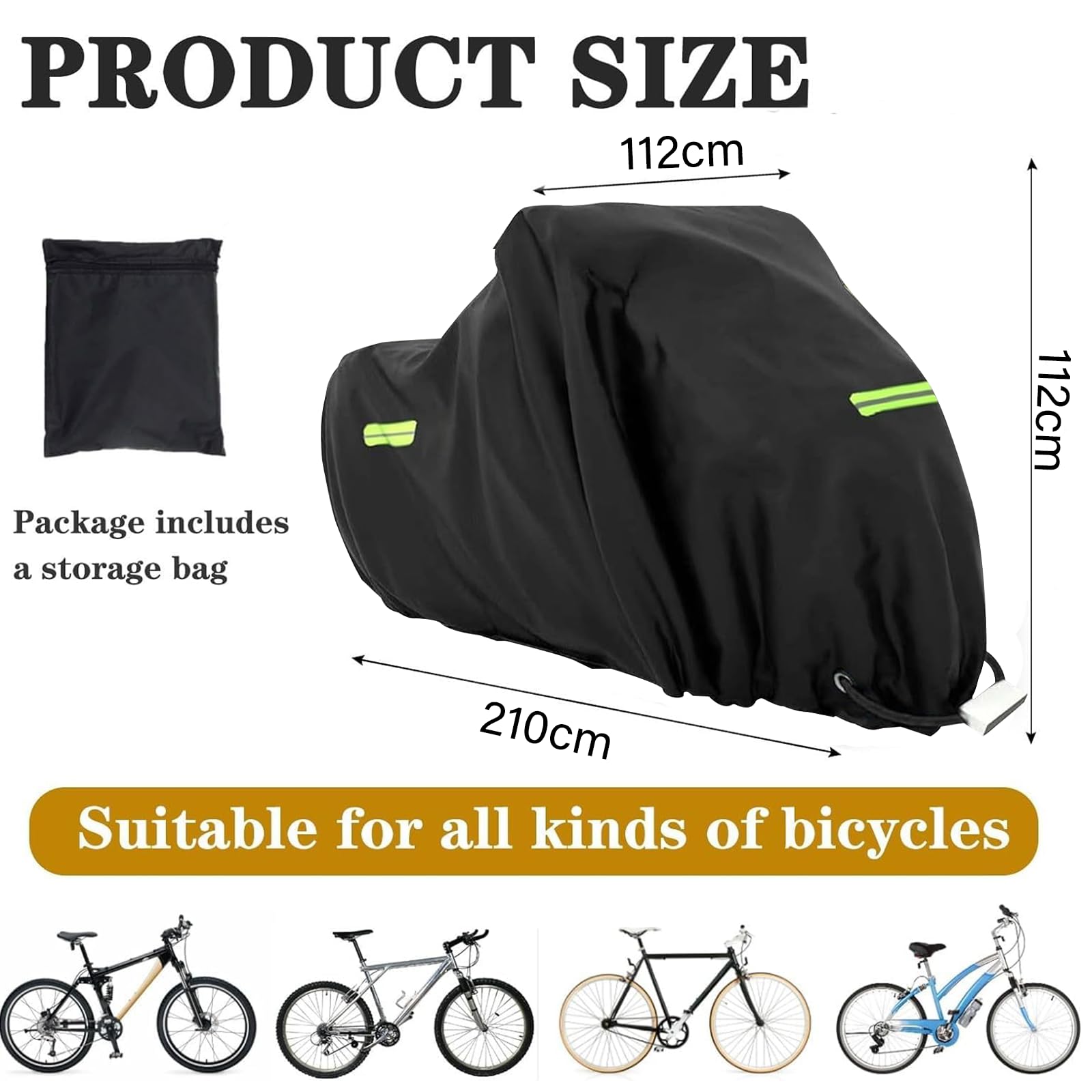 Telo protettivo per bicicletta con fori di serratura, per 1 2 3 biciclette, 210 x 112 x 112 cm, Oxford, per esterni