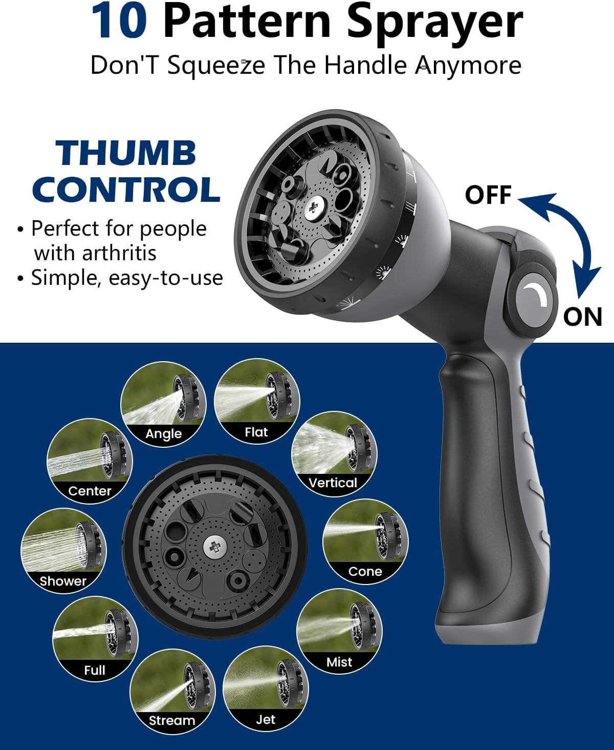 Garden Hose, Flexible Ultra Lightweight Durable, Kink-Free Water Hose with 10 Function Sprayer - Non-Shrinking, Easy to Store, All-Weather, High-Pressure, Black (100 FT)