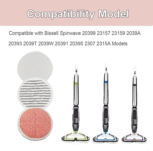 Miniatura 2 de Dhoua Spinwave - Juego de 6 almohadillas de repuesto compatibles con trapeadores Bissell Spinwave 2124 2039 2037 2039 2039A Series Kits de limpieza