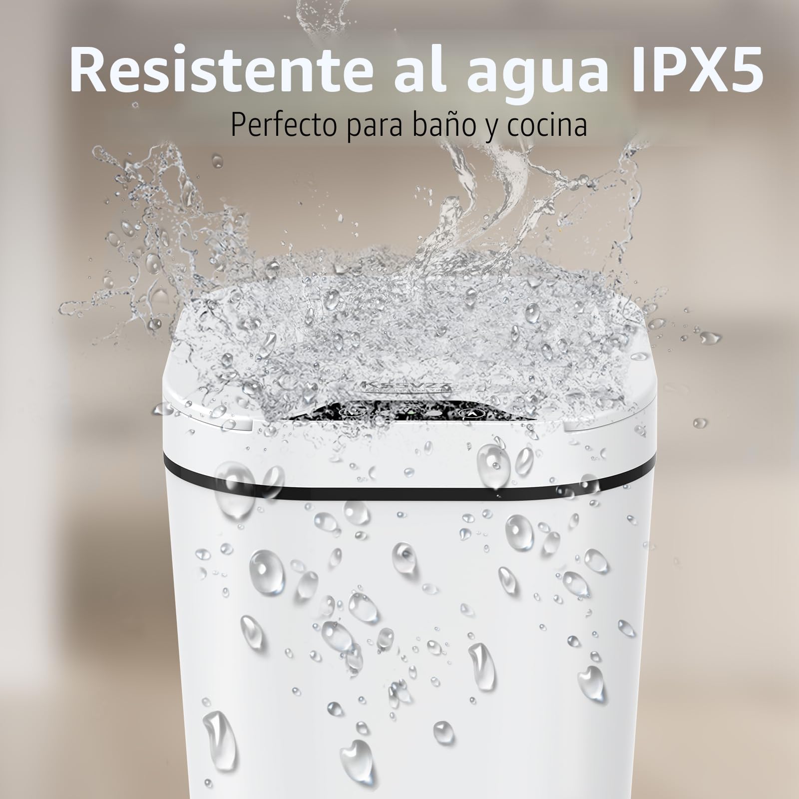 Kssvzz Papelera Baño con Tapa - 2 x 10L de Capacidad, Cubo de Basura Inteligente con Tapa- Cubo Basura con Sensor de Movimiento para Oficina, Habitacion, Cocina - Blanco