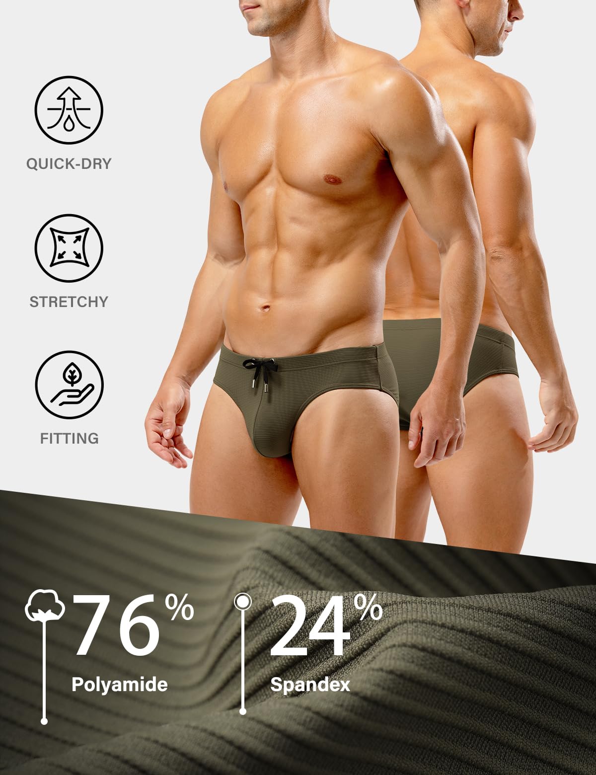 Casey Kevin Bañador Slip Hombre Natación Hombre Briefs Traje de Baño Secado Rápido para Playa Piscina