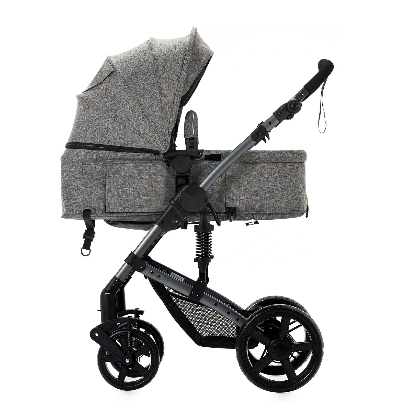 Carrito Bebe 3 en 1, Carrito Bebe con Empuje Reversible de Dos Vías, Carro Bebes 3 Piezas con Estructura de Aleación Aluminio, Cochecito Tres Piezas Para Recién Nacidos (588 Grey-1)
