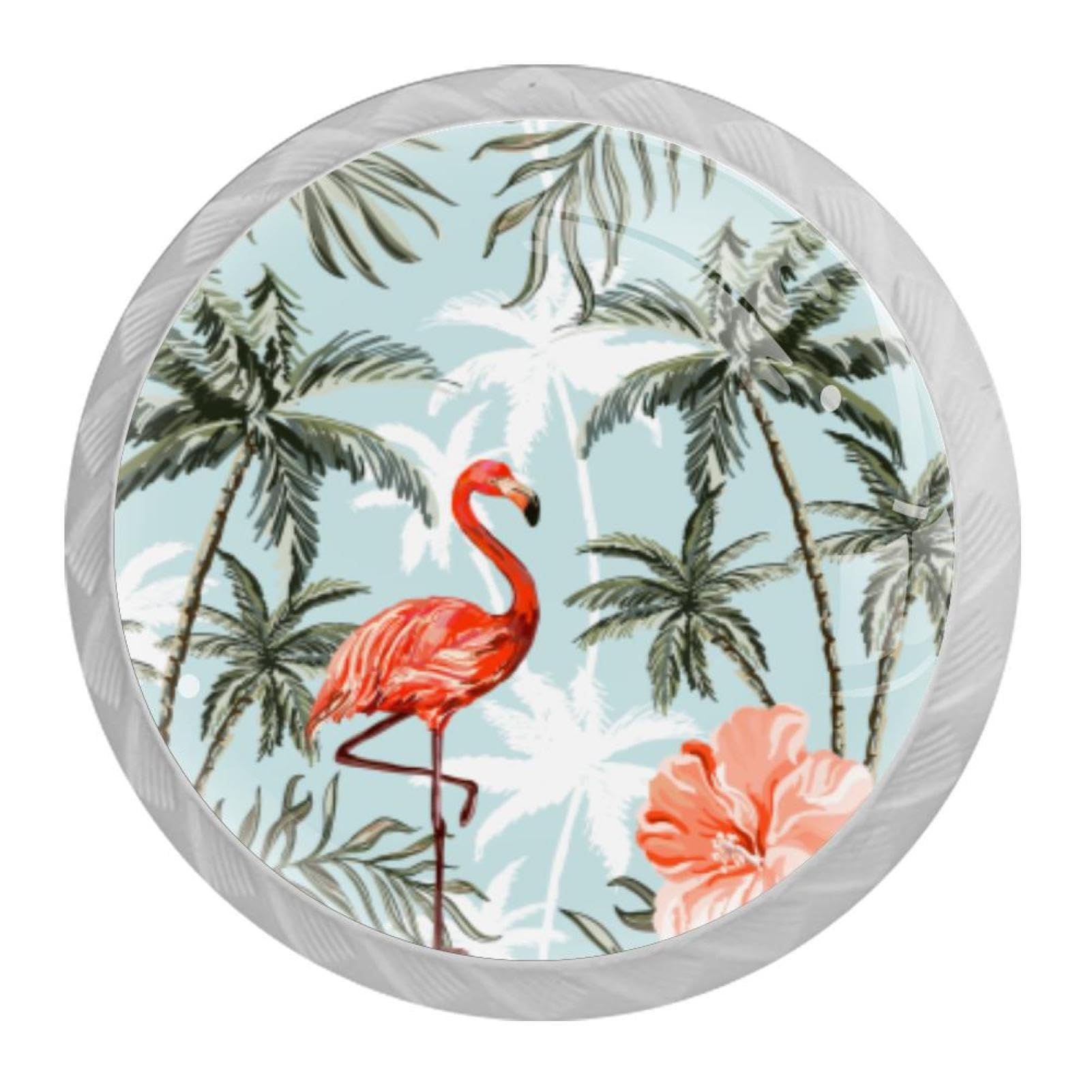 Tqmspg 4 Pieces Drawer Pulls Flamingo Door Knobs Dresser Handles for Kitchen Wardrobe Cupboard Hardware Furniture