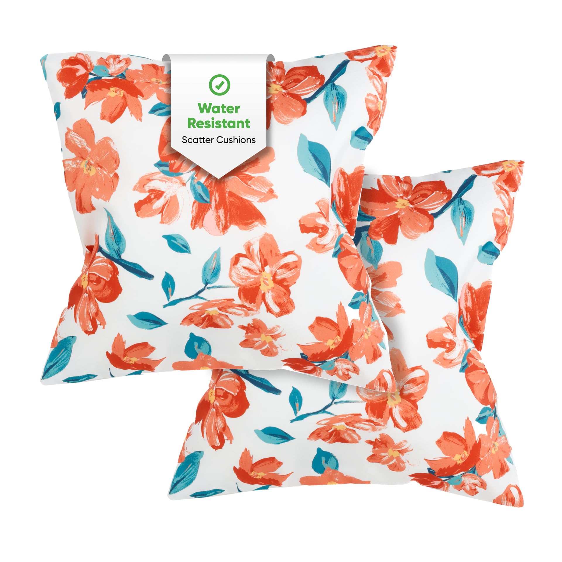 Gardenwize - Pack of 2 Outdoor Scatter Cushions – Fast Drying, Fire Retardant & Water Resistant Garden Furniture Cushions, Weather Resistant, Includes 2 Covers & 2 Inserts (Japanese Floral)