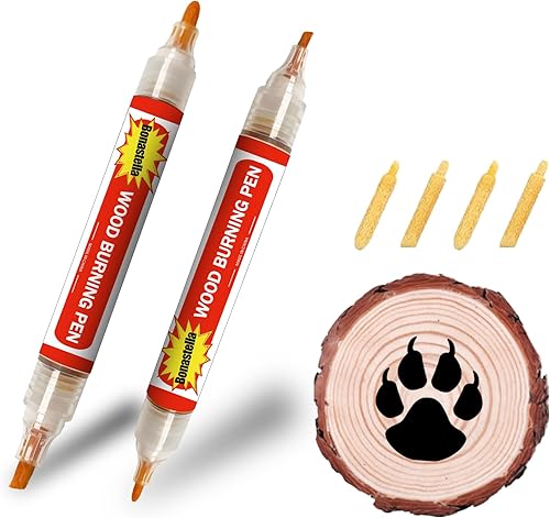 Bonastella Bolígrafo de quema de madera, marcador profesional para proyectos de marcas de madera, doble punta (oblicuabala)