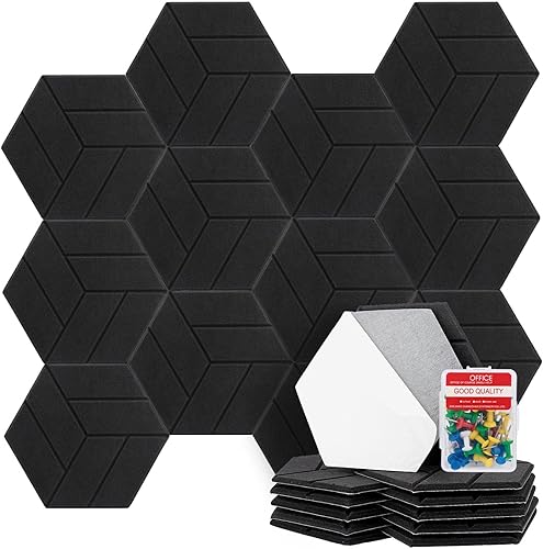 CALIDAKA Paneles acústicos autoadhesivos con 50 pines, paneles acústicos hexagonales, paneles de pared insonorizados, paneles de espuma a prueba de
