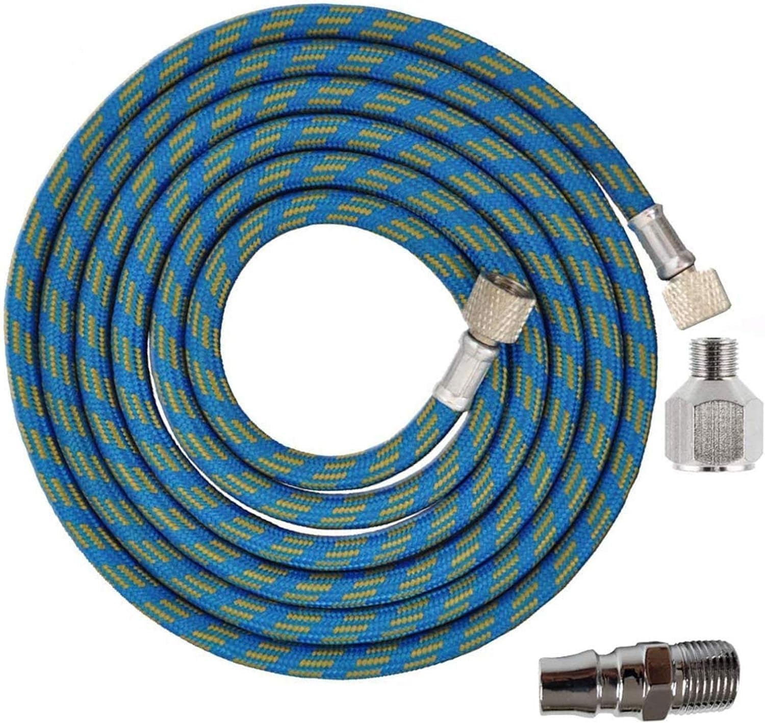 THE WHITE SHOP Air Compressor Hose 1/8 in x 10 ft, 300 PSI Heavy Duty Hybrid Air Hose with Quick Coupler and Plug Kit, Lightweight, Kink Resistant, All Weather Flexibility