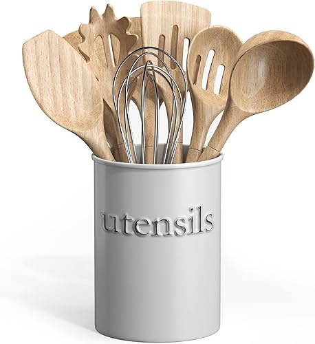 Miniatura 5 de Barnyard Designs Soporte de metal para utensilios de cocina para encimera, soporte de utensilios de cocina de granja para decoración de mostrador de