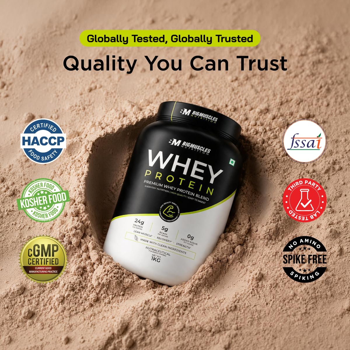 Bigmuscles Nutrition Whey Protein with Fibre [Rich Chocolate, 1kg] | 24g Protein & 10g EAA | Protein Powder Powered By Xymore Tech. | No Added Artificial Sweeteners, Flavours — Amazon image 7