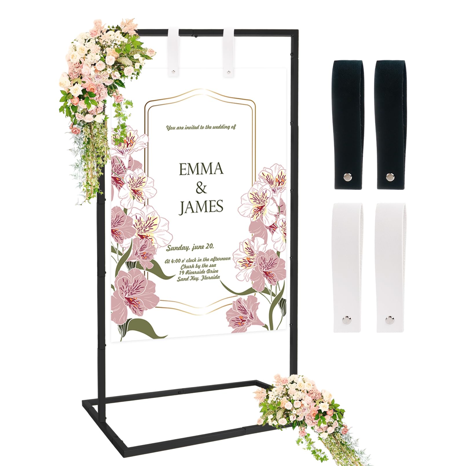 Nwvuop Adjustable Wedding Sign Stand Holder, Metal Easel Stand for Wedding Welcome Sign(Black) — image 1