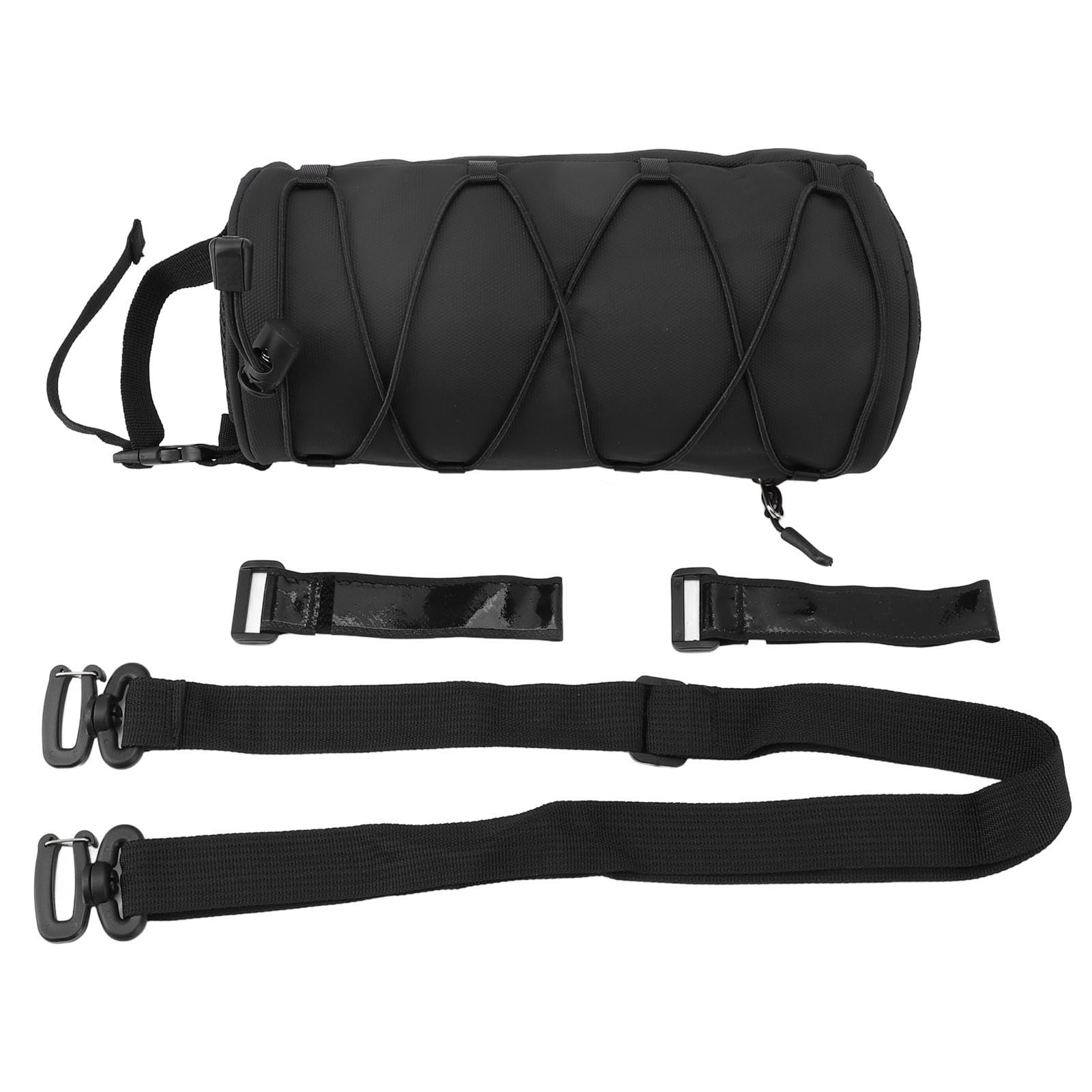 ZAWELIYO Bike Front Frame Bags Large Capacity Multifunctional Cylinder Shape Folding Top Tube Bags Mountain Road Bike Rack Cycling Storage Accessories (Black)