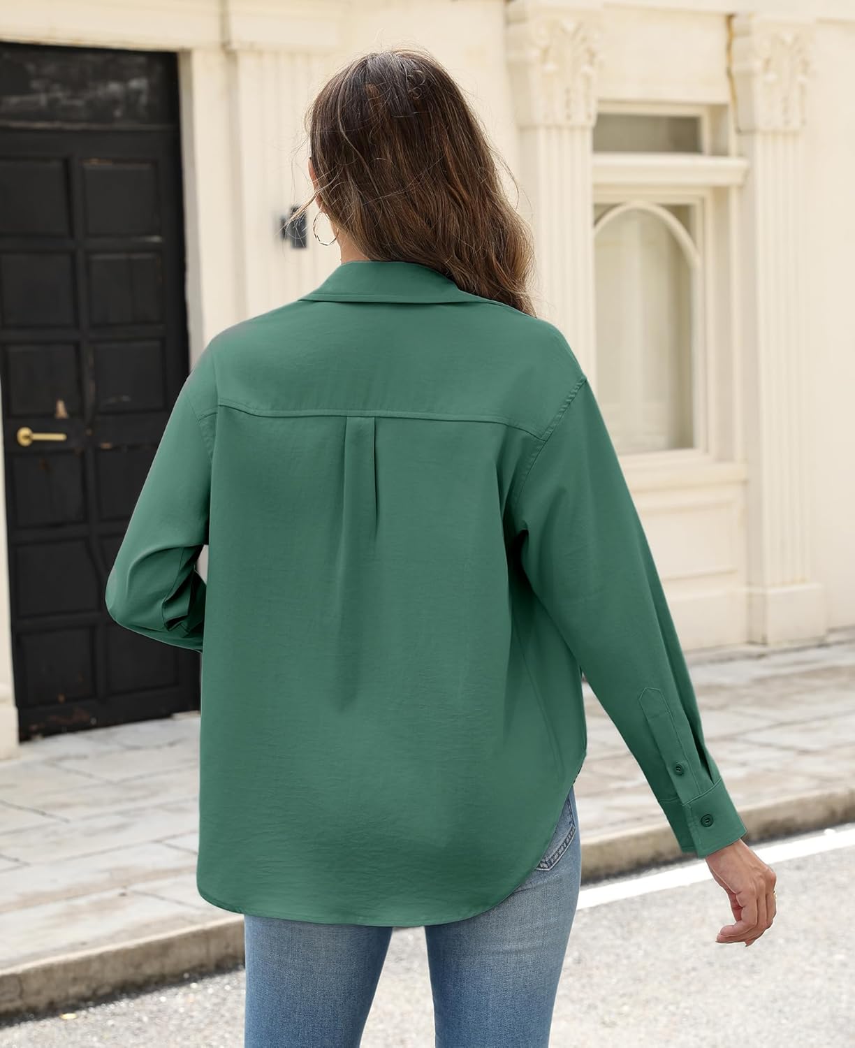 Susclude Button Down Shirts for Women Long Sleeve Womens Dress Shirts Wrinkle-Free Collared Fall Work Business Casual Tops - Image 2