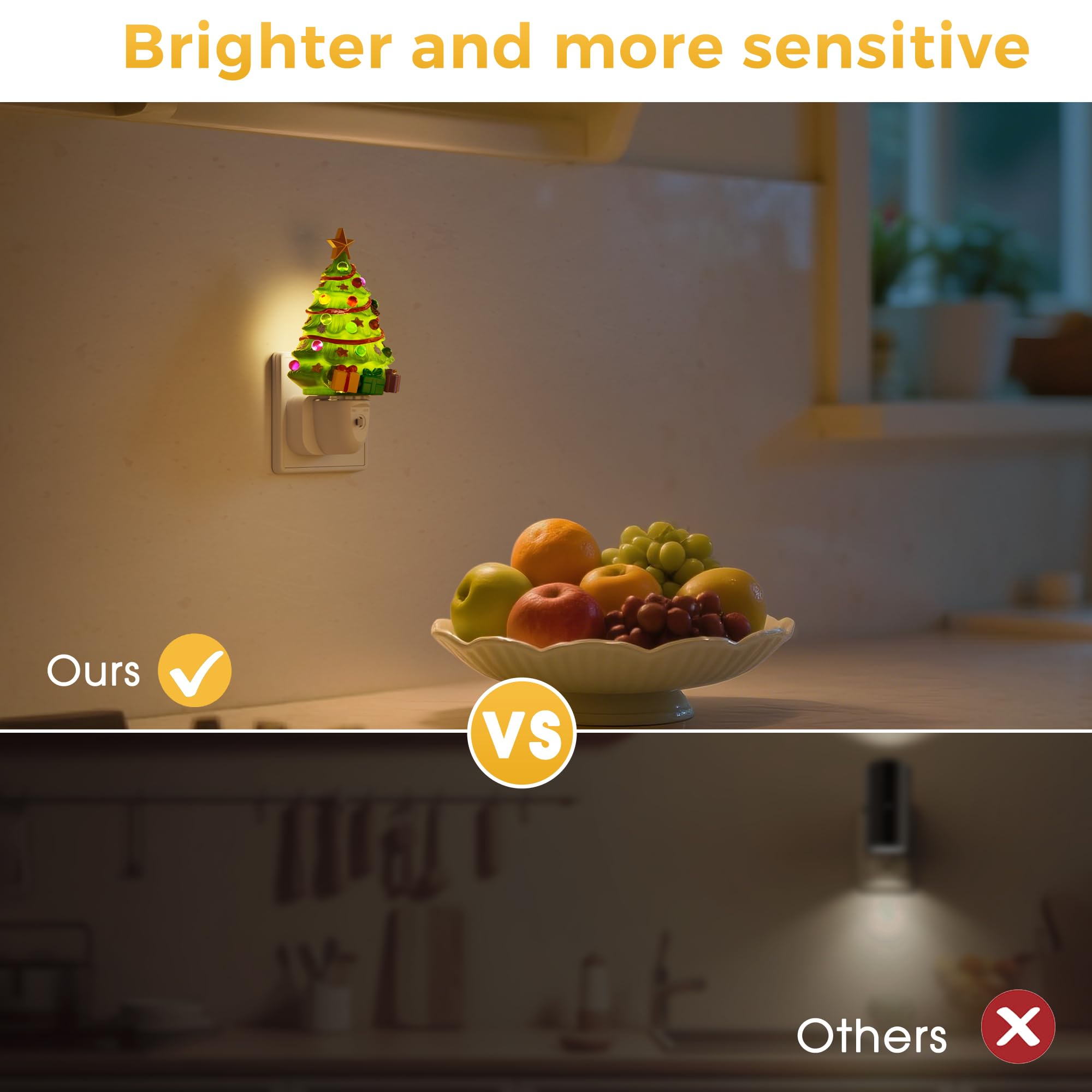 LOHAS-LED Christmas Tree Night Light Plug in Wall, 3000K Warm White - Image 2