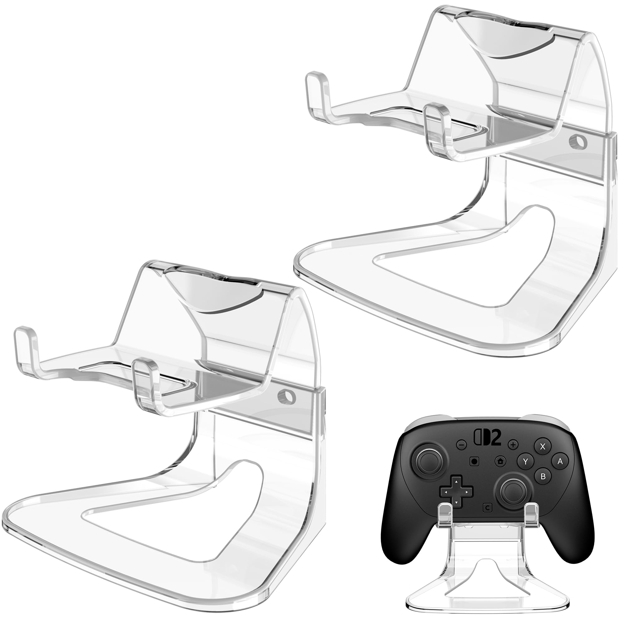 2 Packs Game Controller Holder Stand Compatible with Nintendo Switch 2 Xbox PS5 PS4 PC Controllers, Durable Universal Clear Display Stand for Almost All Controller