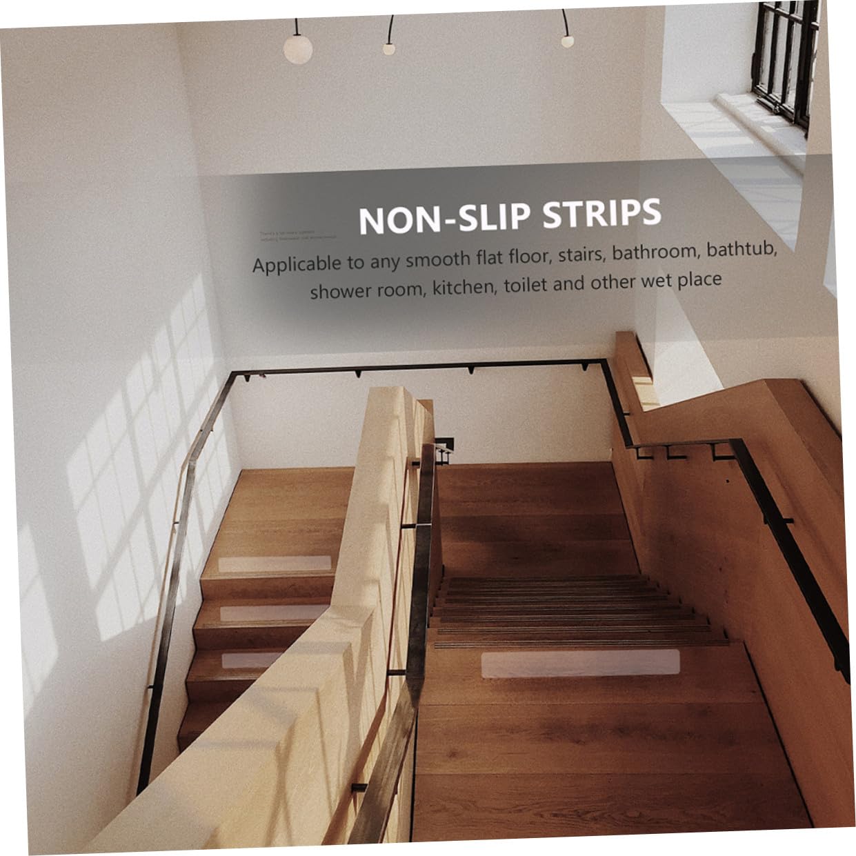 Tiras Antideslizantes para Escaleras y Ducha, Cinta de Seguridad Transparente Peva 15x61 Cm, 10 Unidades Autoadhesivas para Suelo Baño y Escalones, Resistentes y Duraderas
