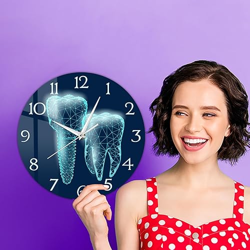 Miniatura 9 de Reloj de pared dental para oficina, relojes de dientes de 12 pulgadas, con batería, silencioso, sin garrapatas, reloj de pared para oficina dental,