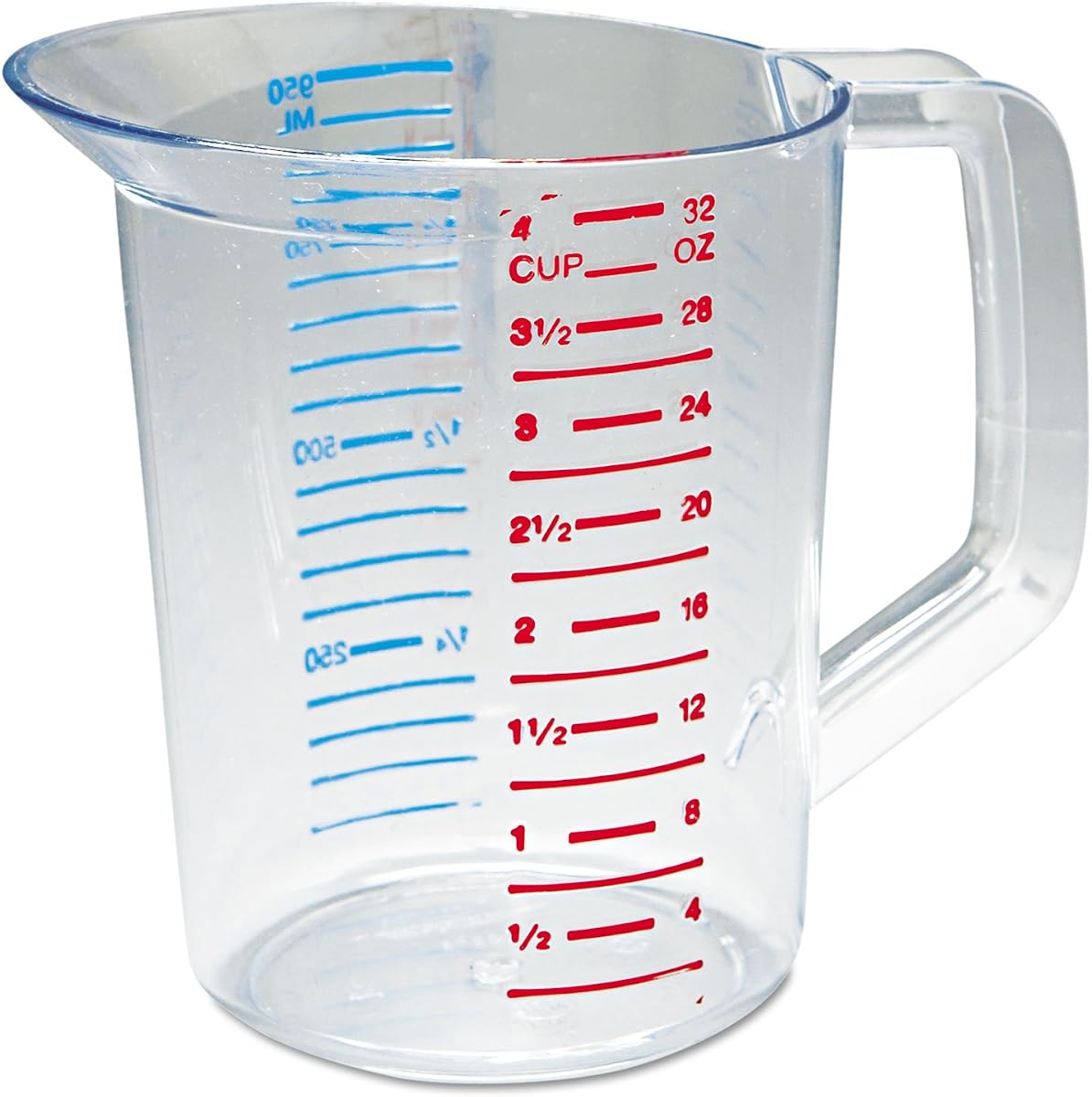 Rubbermaid Commercial Products Bouncer Clear Measuring Cup 4-Cup/1-Quart Clear Strong Food Grade Easy Read for Liquid/Dry Ingredients for Home/Professional Kitchen