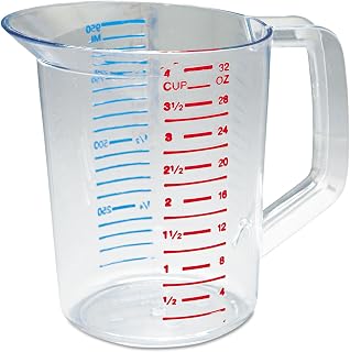 Rubbermaid Commercial Bouncer 4-Cup Clear Measuring Cup - Break-Resistant Polycarbonate, Easy-Read for Wet/Dry Ingredients, NSF Certified